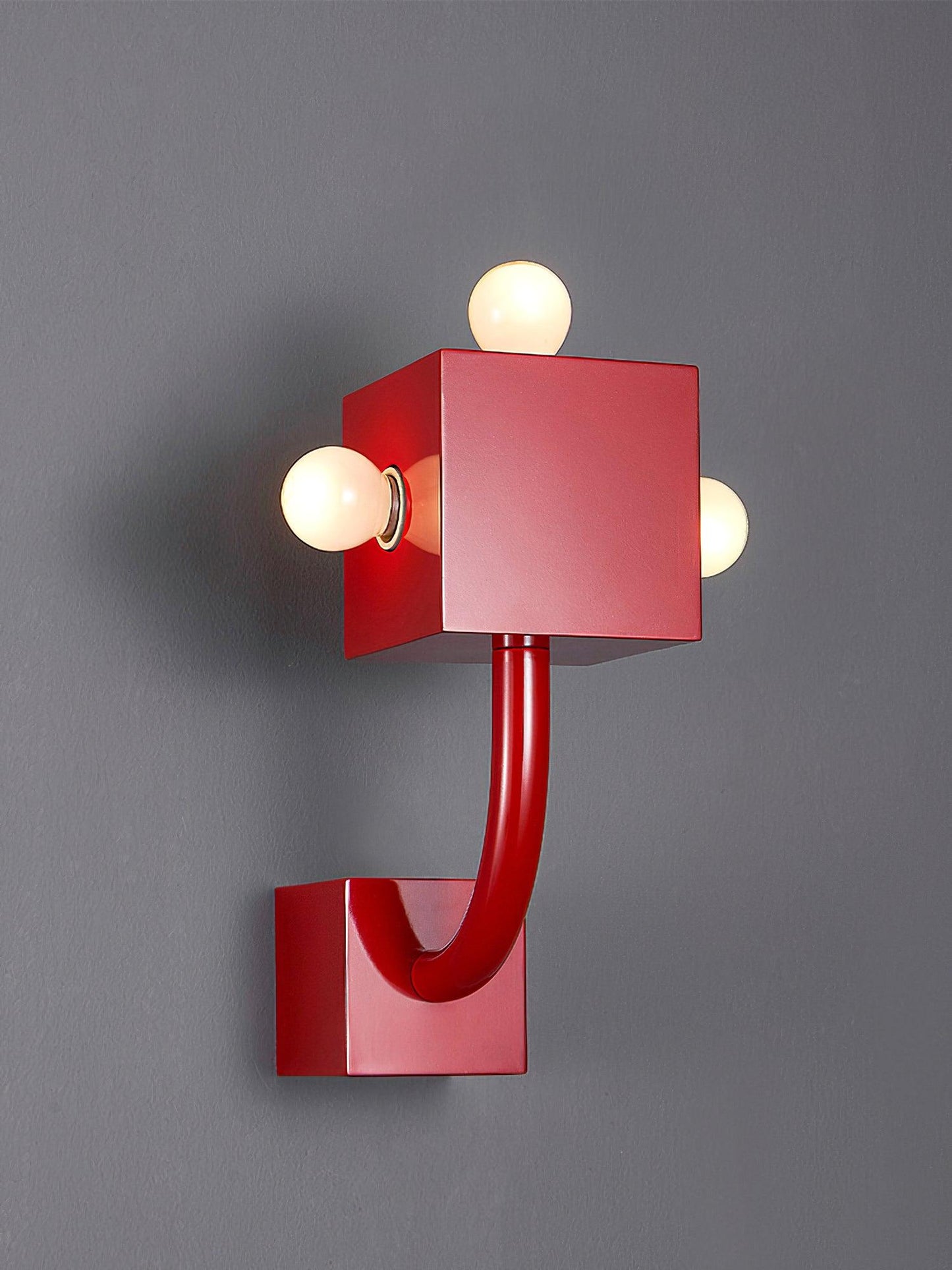 Red Cube Wall Lamp | High-Quality Iron | 24.5cm Diameter
