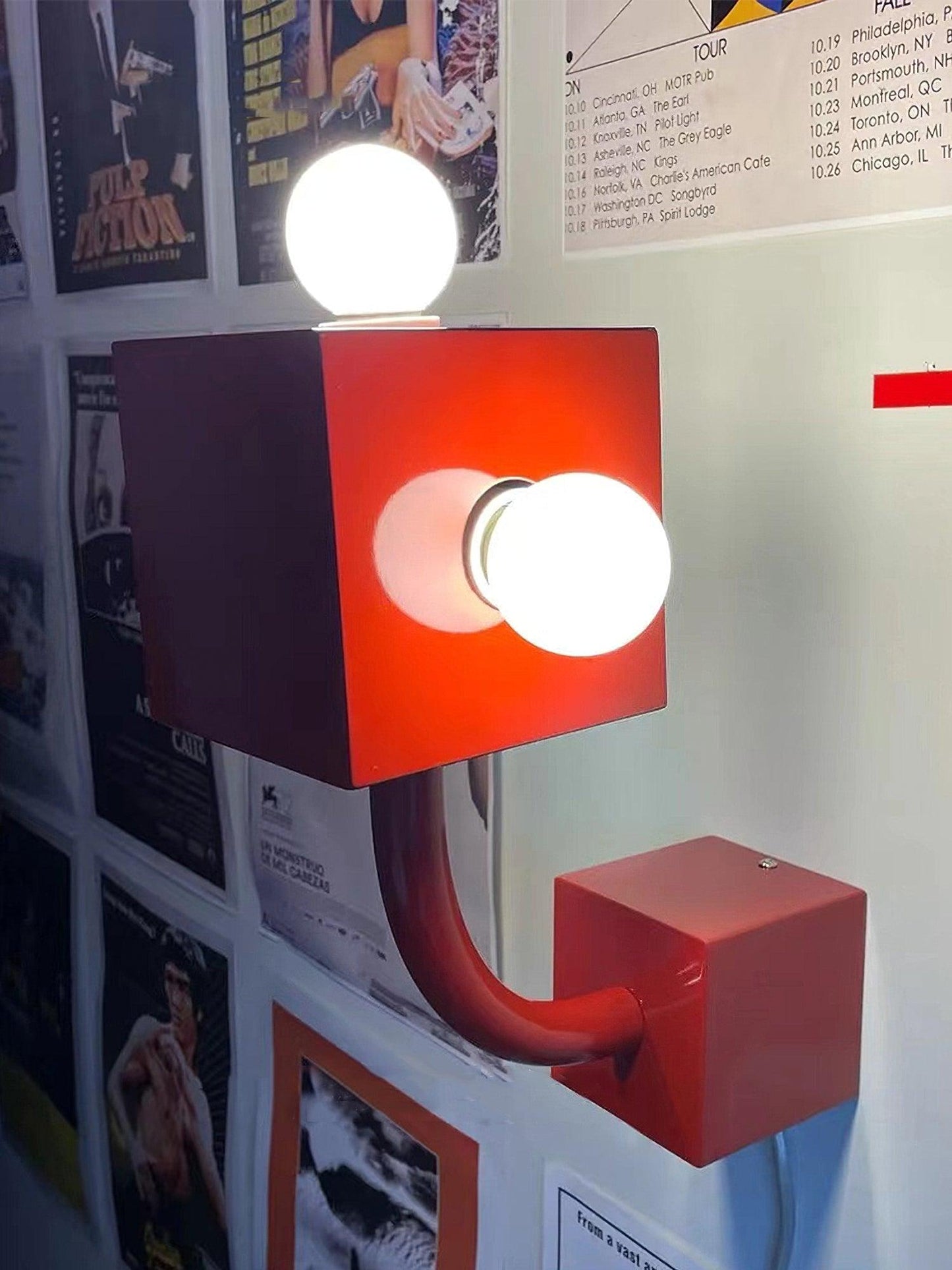 Red Cube Wall Lamp | High-Quality Iron | 24.5cm Diameter