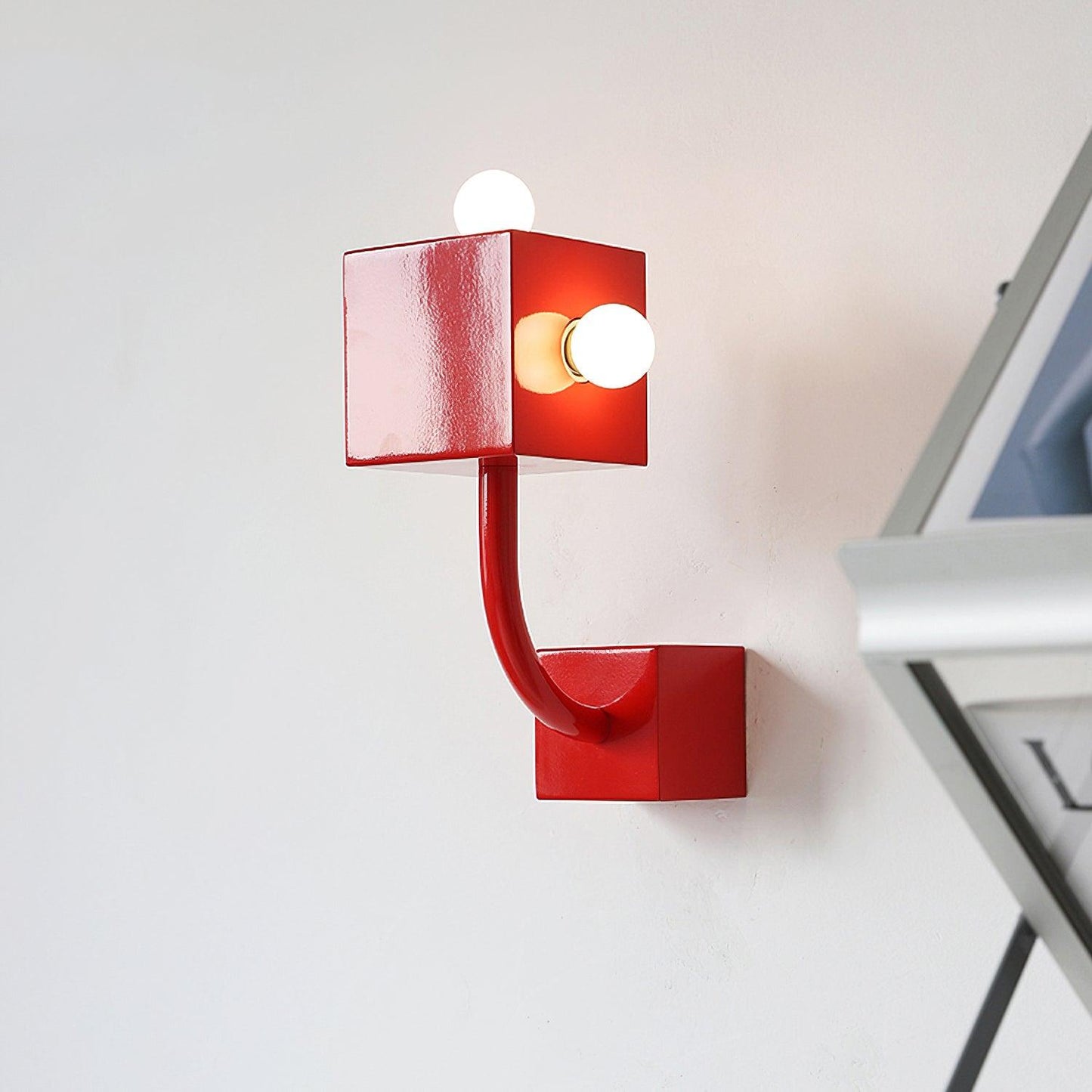 Red Cube Wall Lamp | High-Quality Iron | 24.5cm Diameter