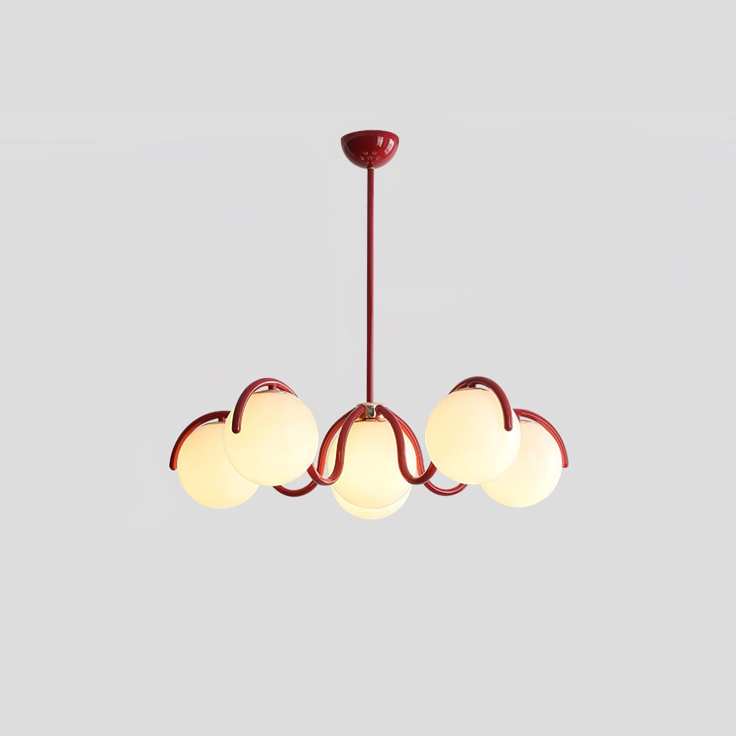 Reedway Linear Chandelier | Metal Frame | 6 White Glass Globes