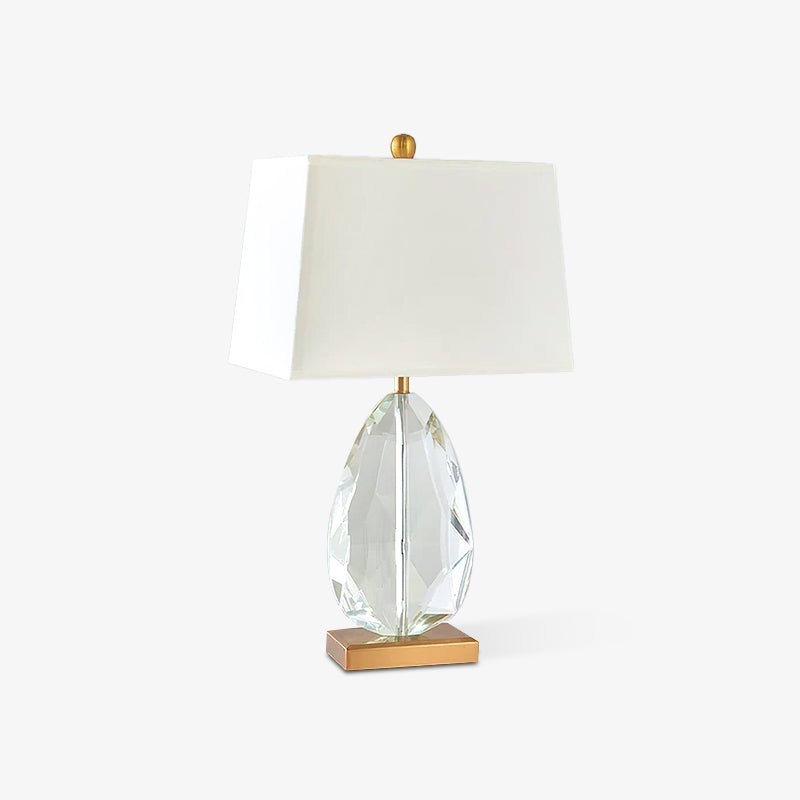 Regal Table Lamp | Metal & Crystal | Gold with White Shade