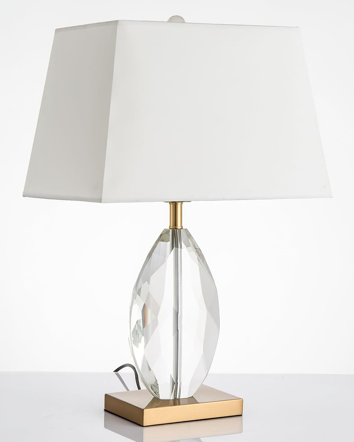 Regal Table Lamp | Metal & Crystal | Gold with White Shade