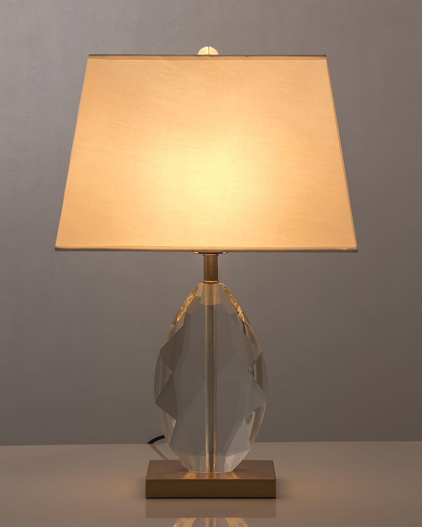 Regal Table Lamp | Metal & Crystal | Gold with White Shade