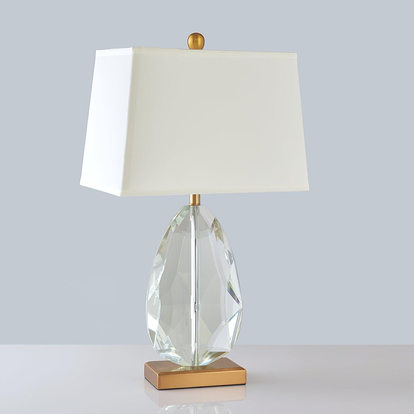 Regal Table Lamp | Metal & Crystal | Gold with White Shade