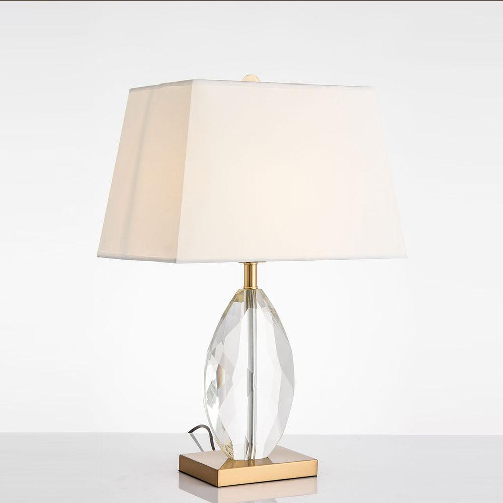 Regal Table Lamp | Metal & Crystal | Gold with White Shade
