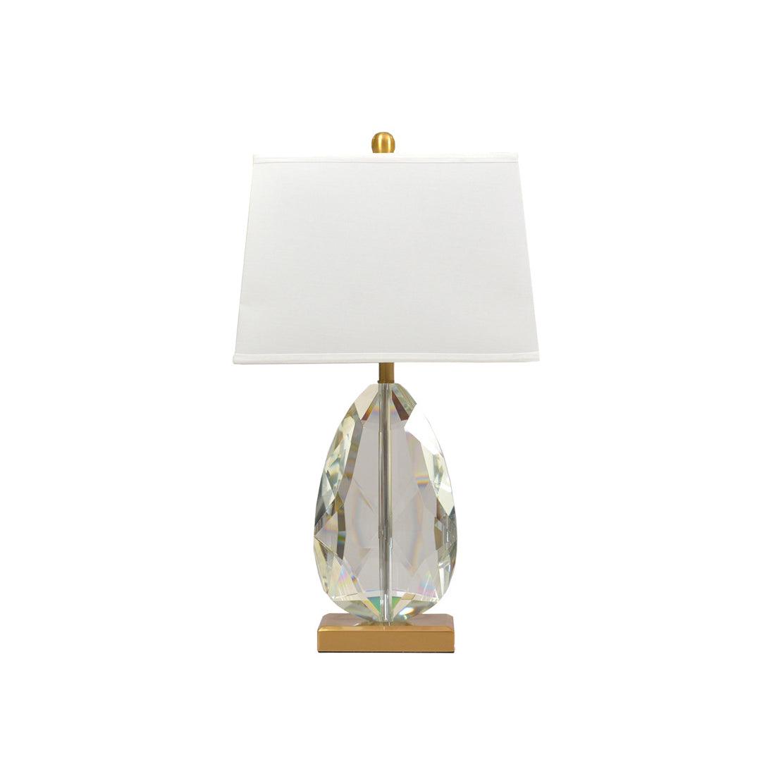 Regal Table Lamp | Metal & Crystal | Gold with White Shade