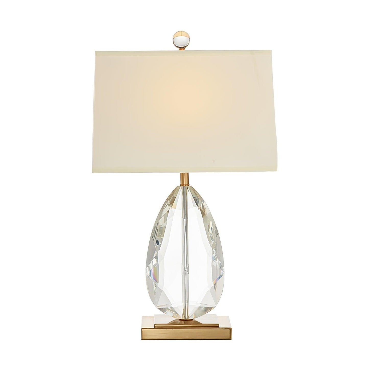 Regal Table Lamp | Metal & Crystal | Gold with White Shade