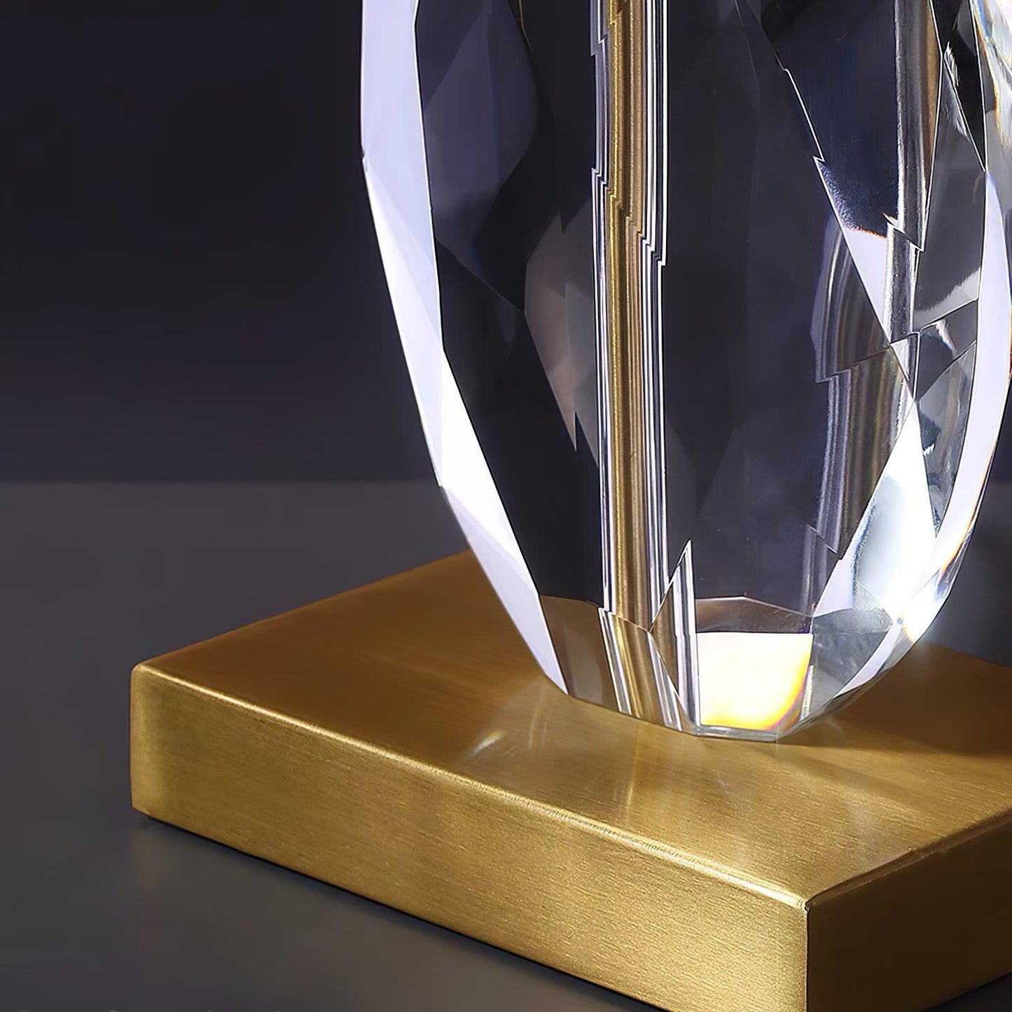 Regal Table Lamp | Metal & Crystal | Gold with White Shade
