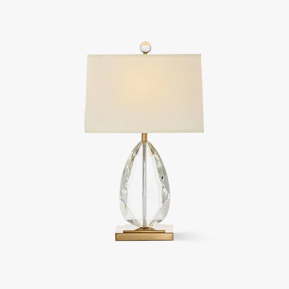 Regal Table Lamp | Metal & Crystal | Gold with White Shade