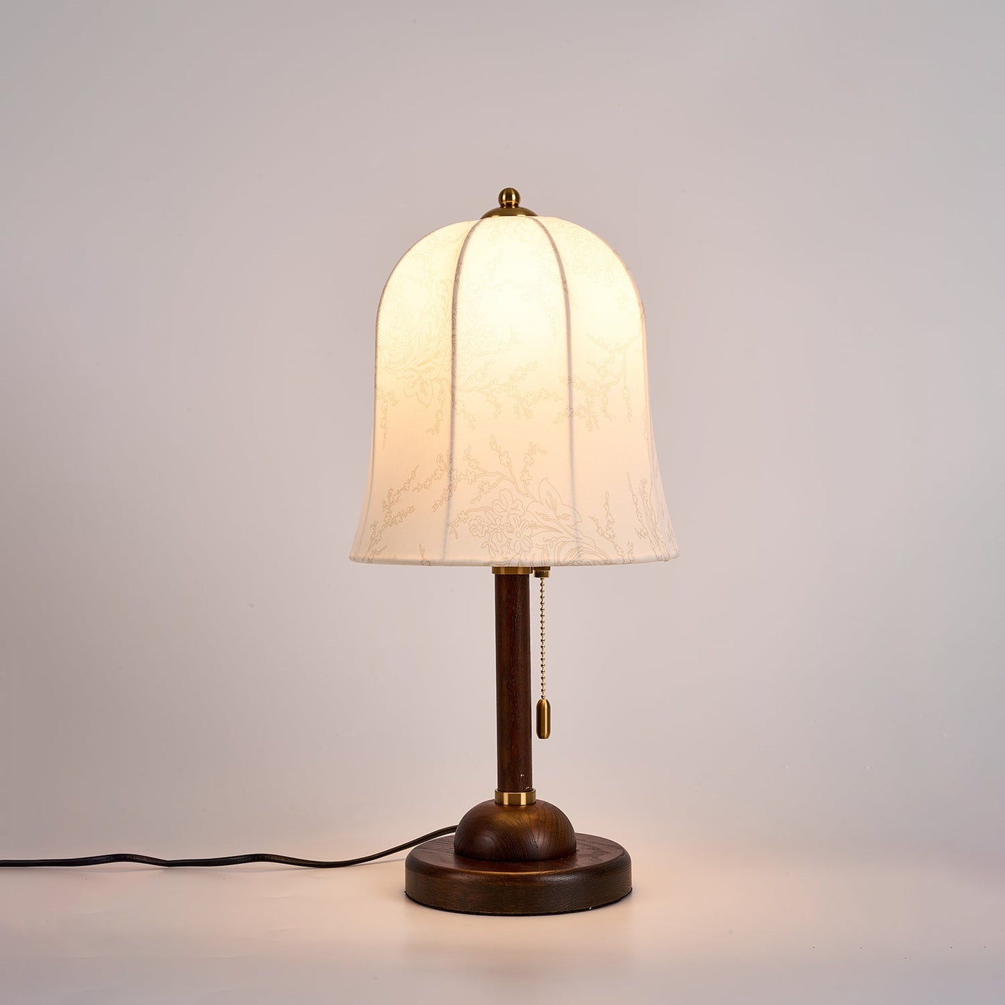 Regalwood Table Lamp | Wood & Fabric | Walnut & White