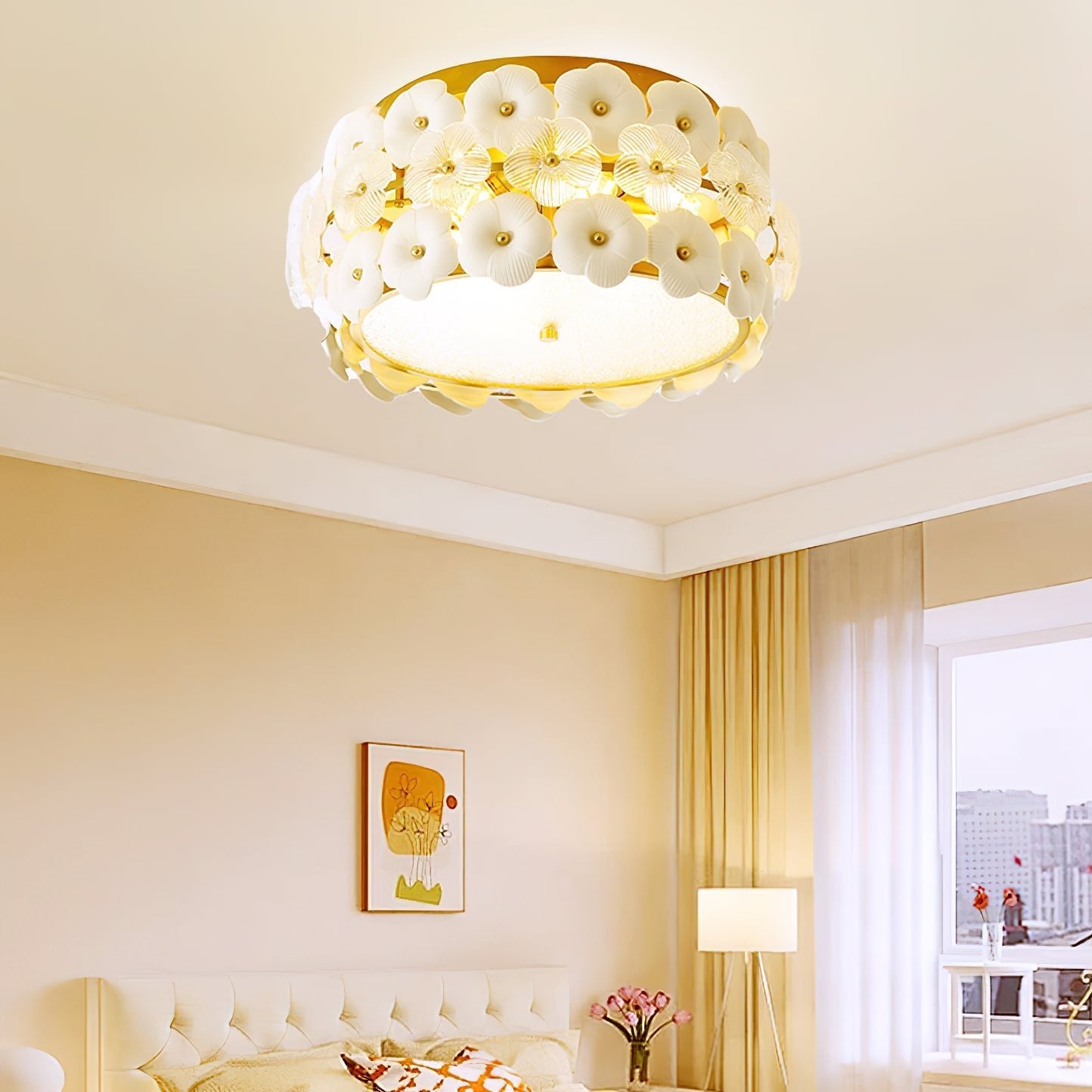Flower Cluster Ceiling Lamp | Frosted Glass & Gold Finish | 42cm/52cm