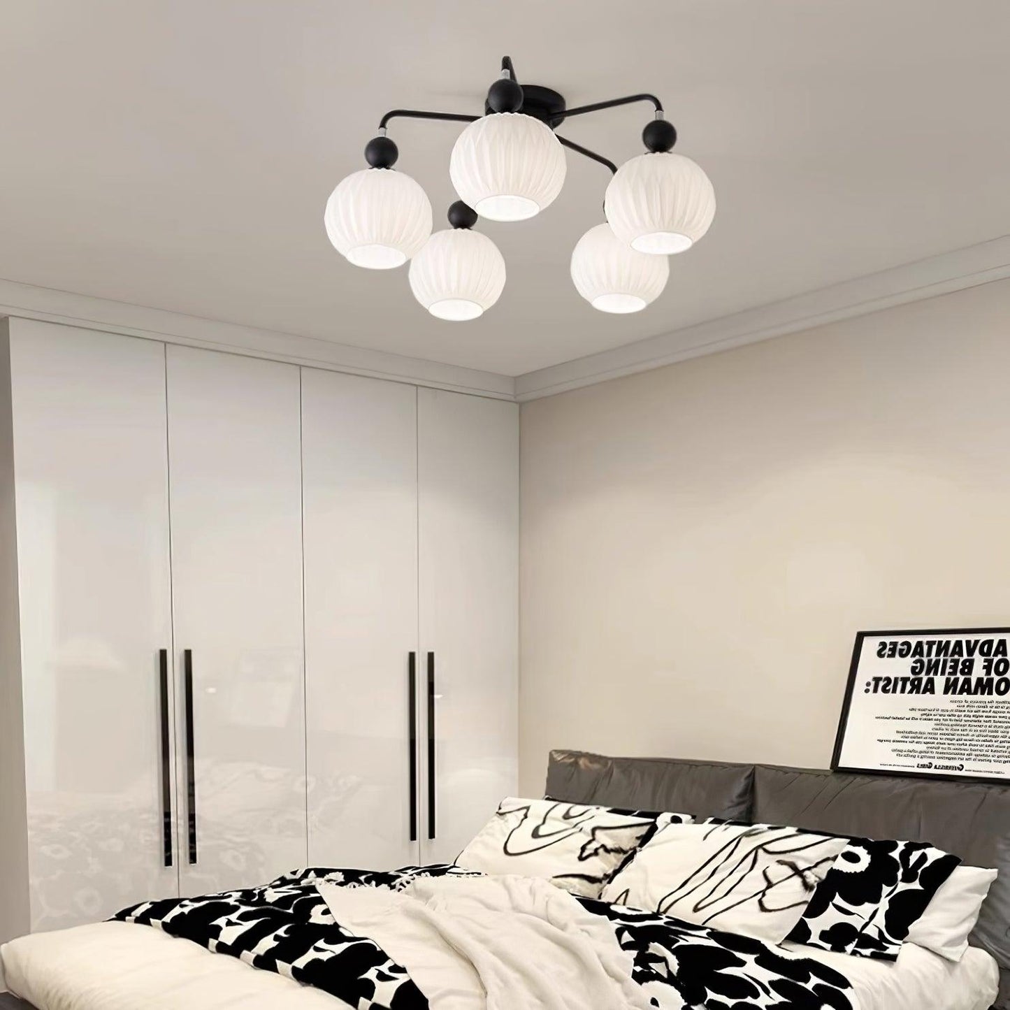 Renee Ceiling Light | Green Metal & White Glass | 4, 5, or 8 Heads