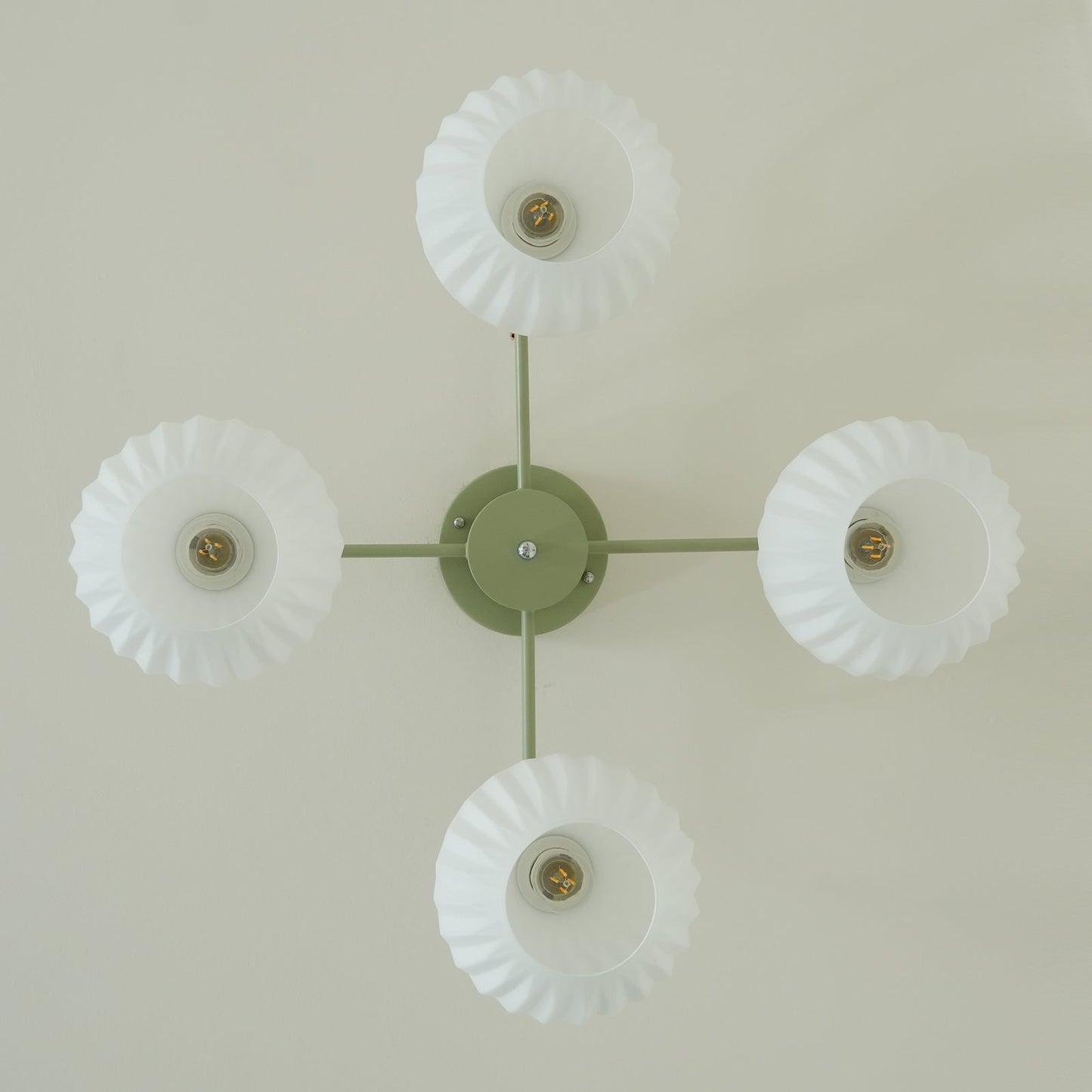 Renee Ceiling Light | Green Metal & White Glass | 4, 5, or 8 Heads