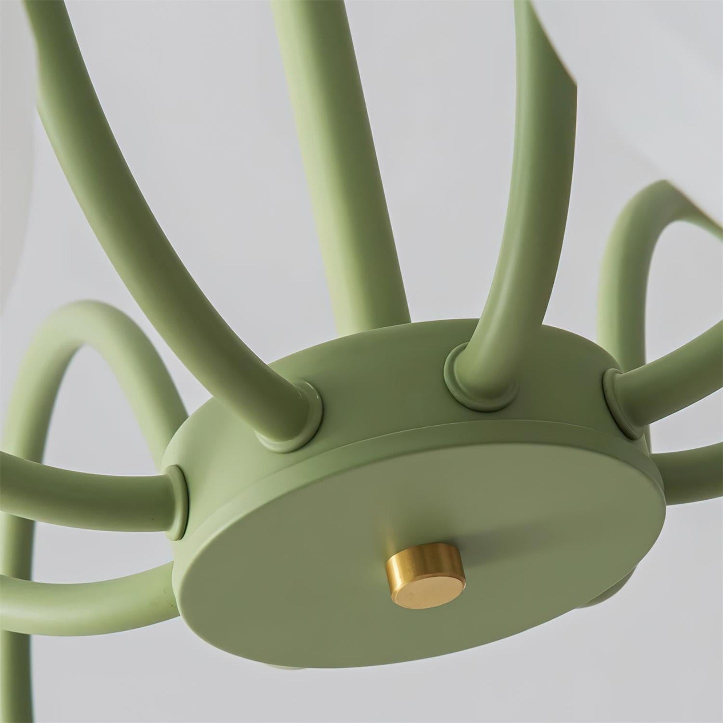 Renee Chandelier | Green Metal Frame & White Glass Shades | 3, 5, or 8 Lights