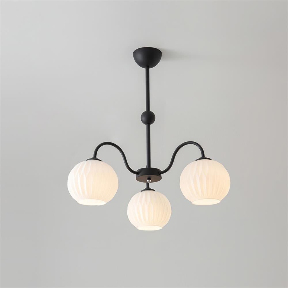 Renee Chandelier | Green Metal Frame & White Glass Shades | 3, 5, or 8 Lights