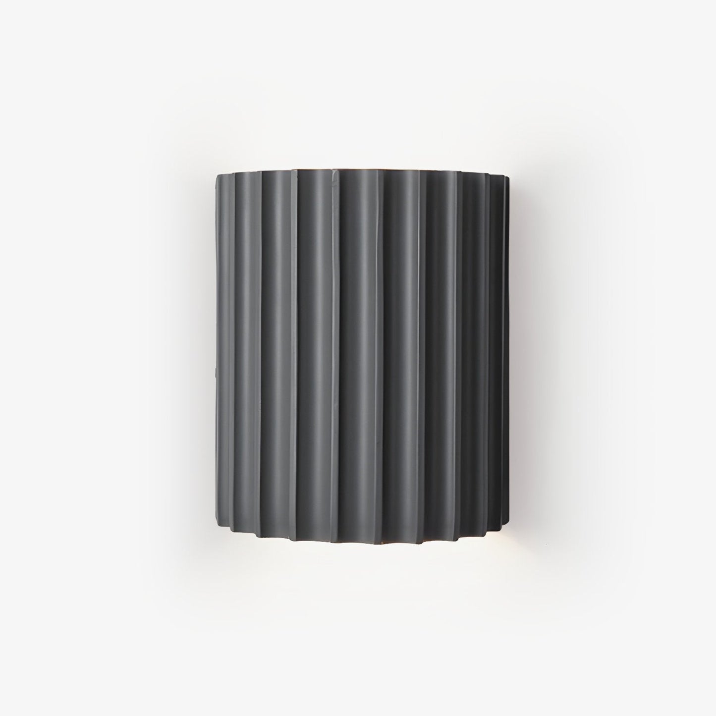 Resin Ribbed Wall Lamp | Matte Black Finish | 14cm Diameter