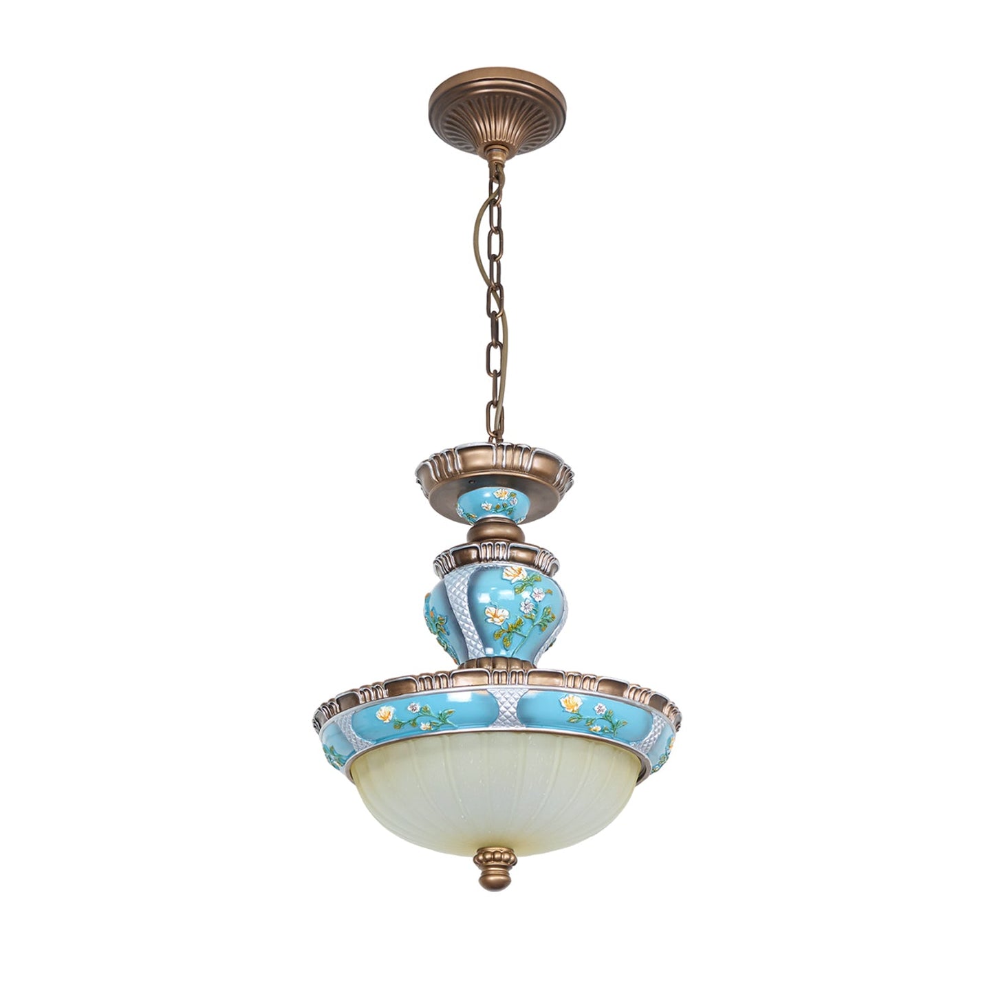 Retro Floral Ceiling Light | Resin & Glass | Blue and White