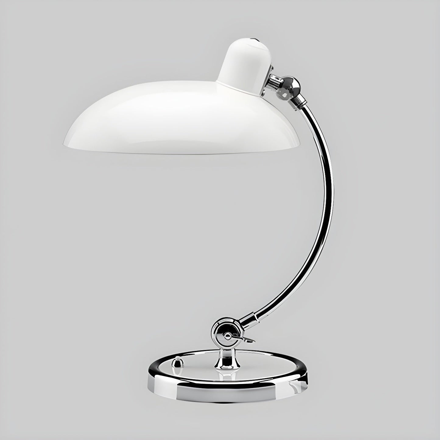 Retro Curve Desk Lamp | Frosted Glass & Chrome | 28cm Diameter