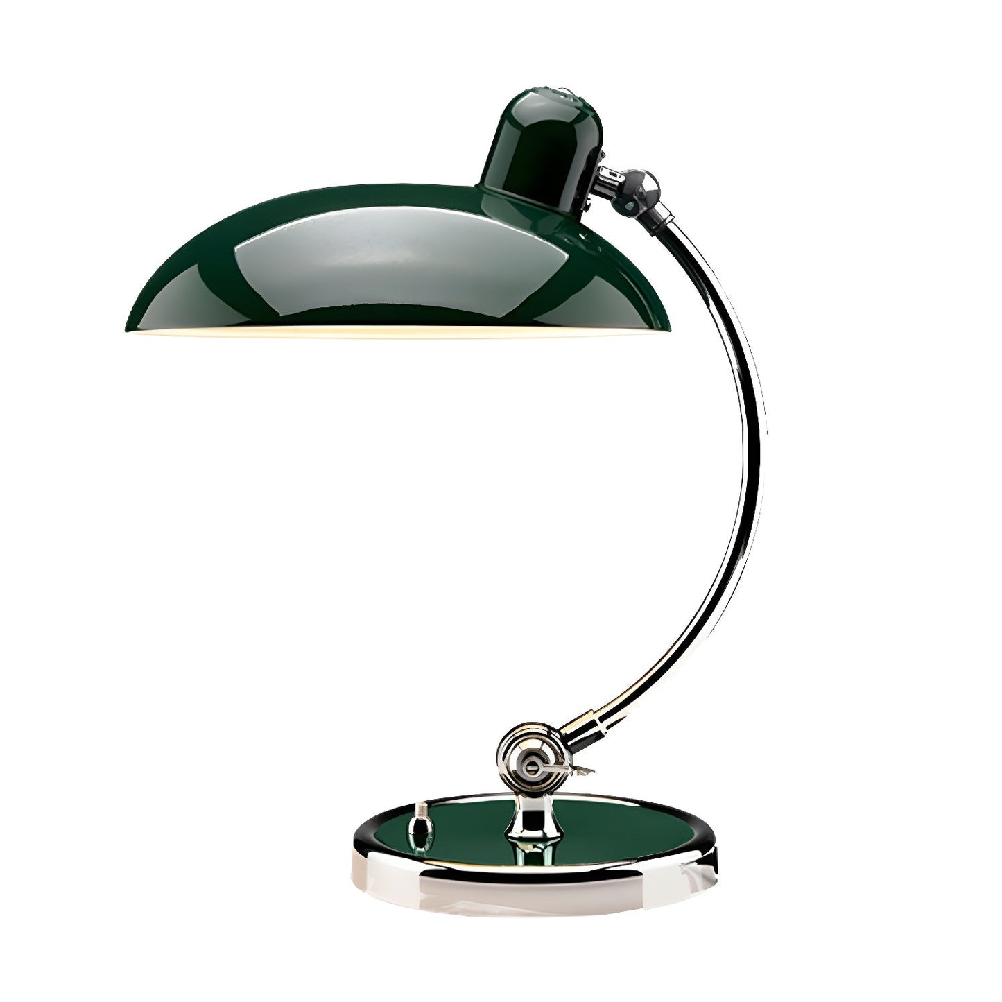 Retro Curve Desk Lamp | Frosted Glass & Chrome | 28cm Diameter
