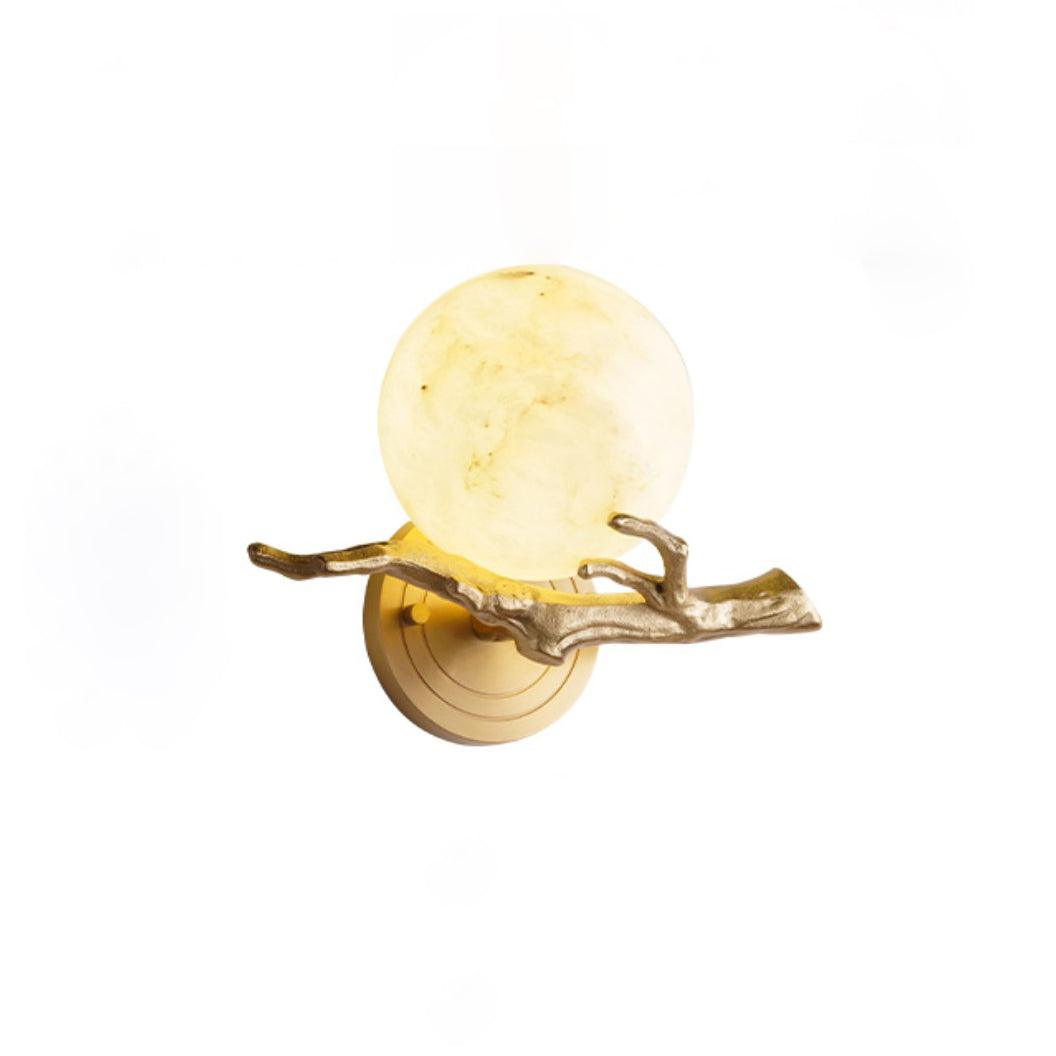 Retro Brass Wall Sconce | Gold Finish with Marble Shade | Set of 2