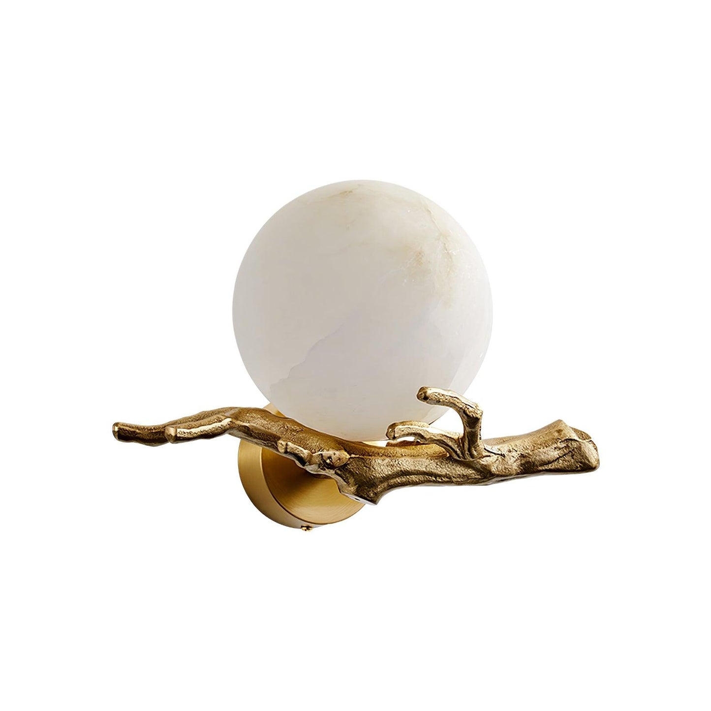 Retro Brass Wall Sconce | Gold Finish with Marble Shade | Set of 2