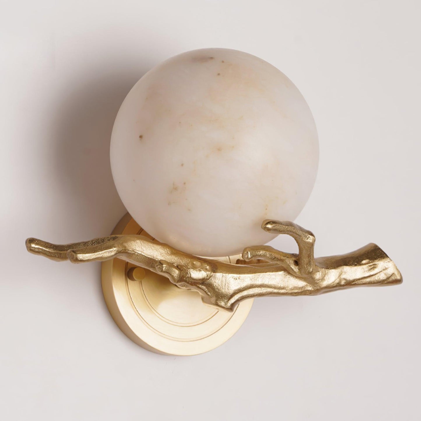 Retro Brass Wall Sconce | Gold Finish with Marble Shade | Set of 2