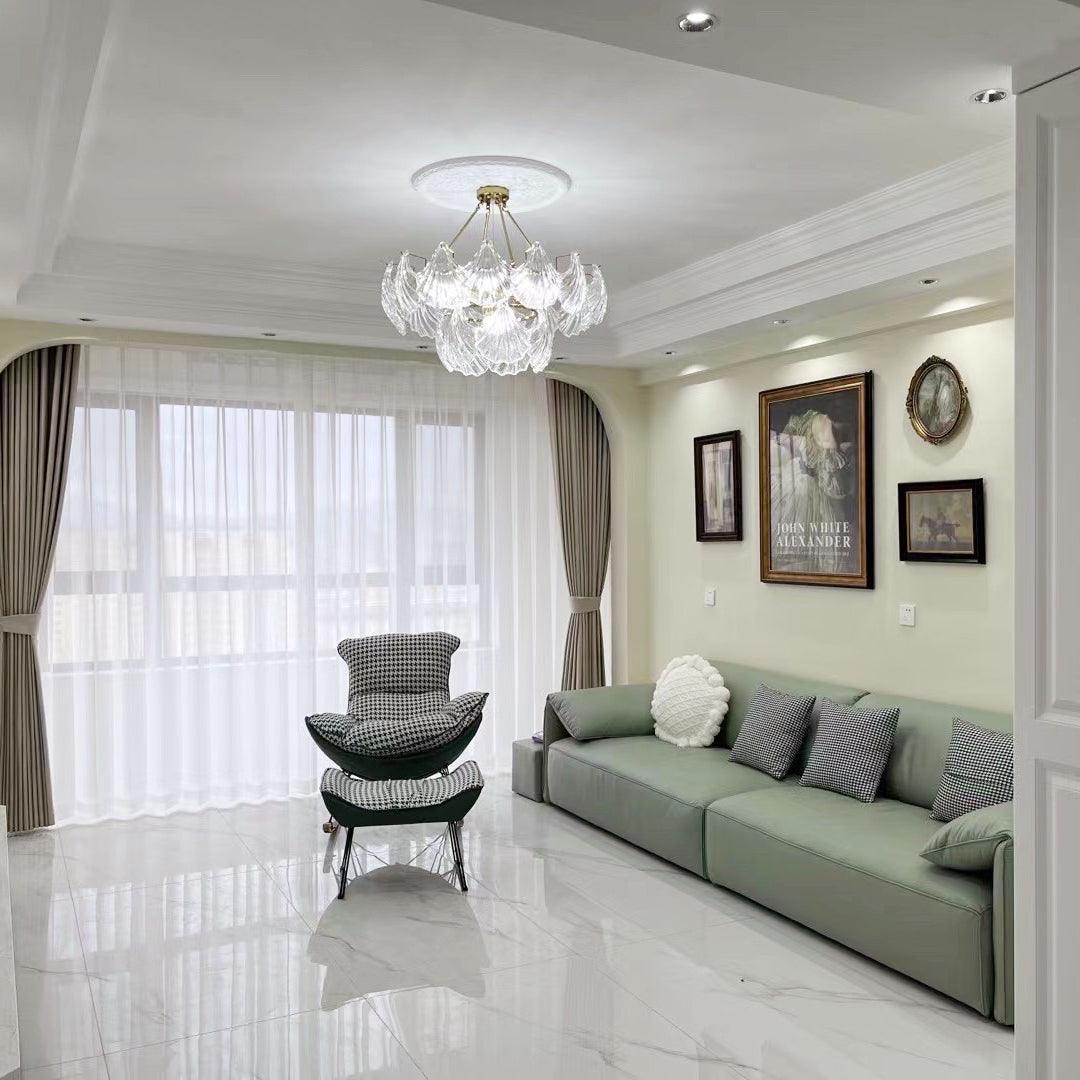 Ribbed Shell Ceiling Light | Glass & Brass | 60cm or 80cm Diameter