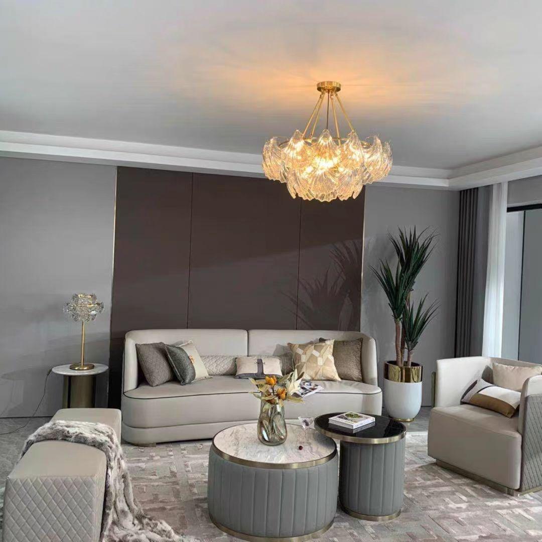 Ribbed Shell Ceiling Light | Glass & Brass | 60cm or 80cm Diameter
