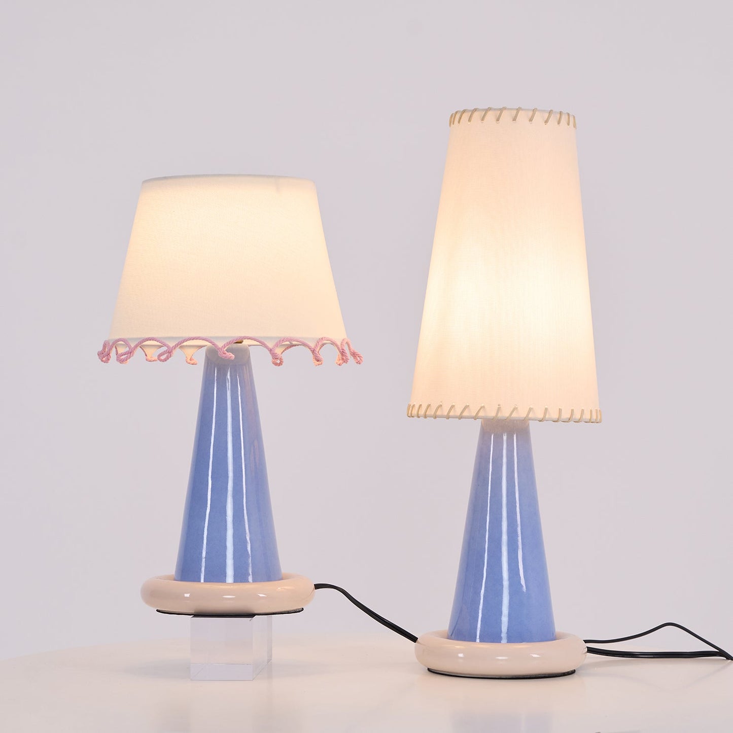 Celeste Ribbon Table Lamp | Ceramic Base | Gradient Blue with Blush Pink Accents