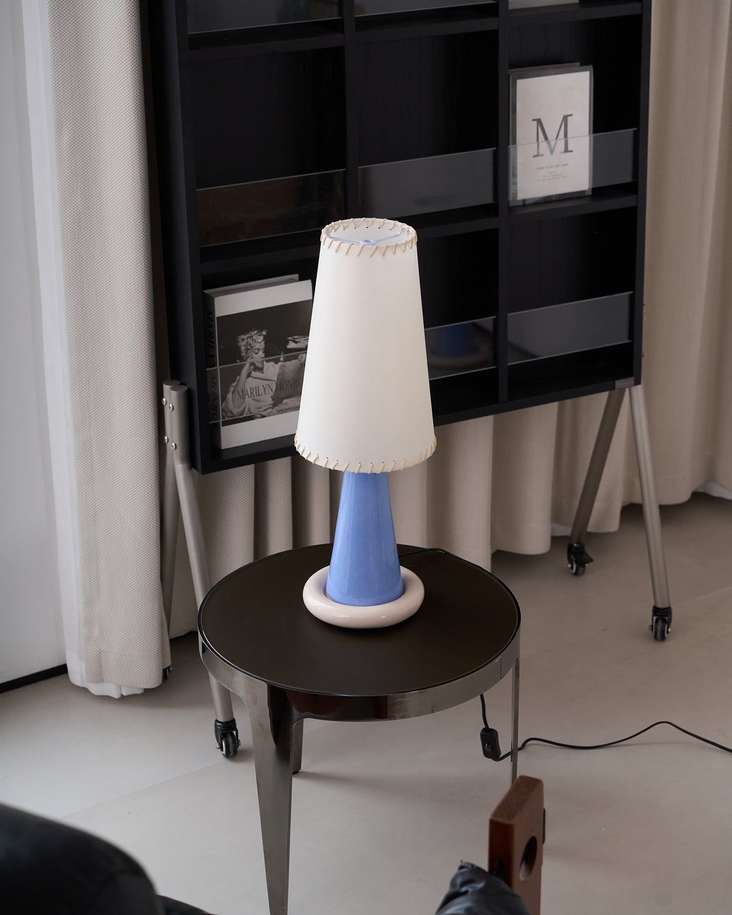 Celeste Ribbon Table Lamp | Ceramic Base | Gradient Blue with Blush Pink Accents