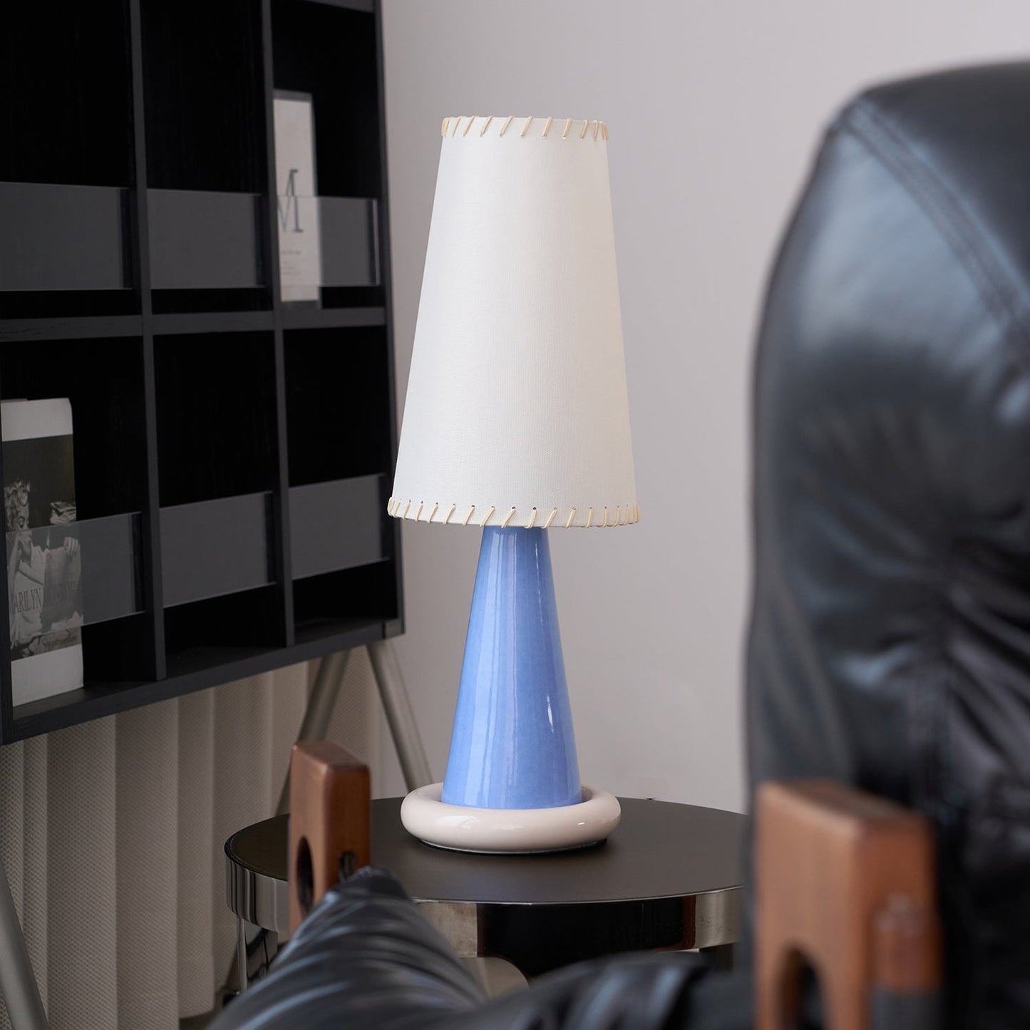 Celeste Ribbon Table Lamp | Ceramic Base | Gradient Blue with Blush Pink Accents