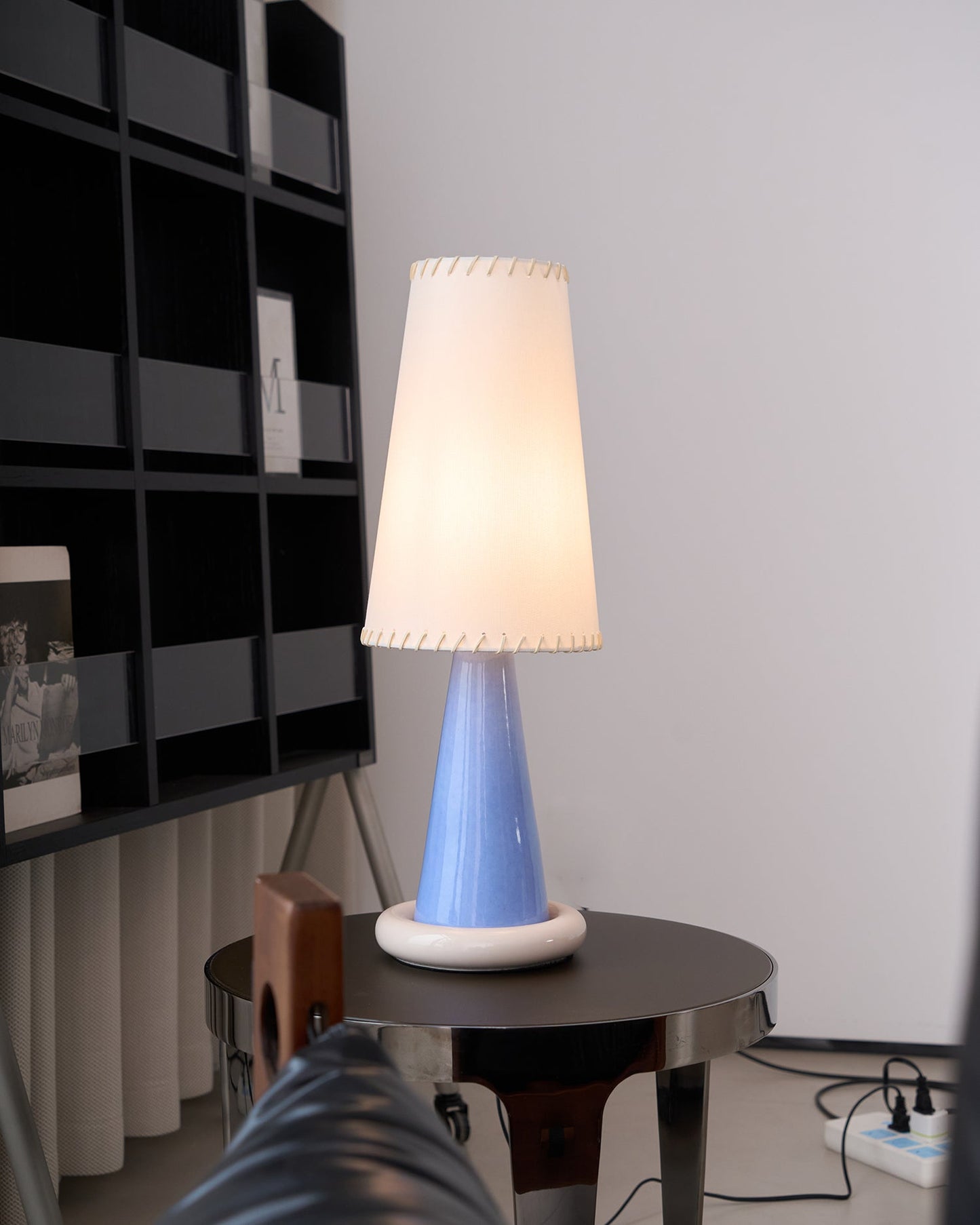 Celeste Ribbon Table Lamp | Ceramic Base | Gradient Blue with Blush Pink Accents