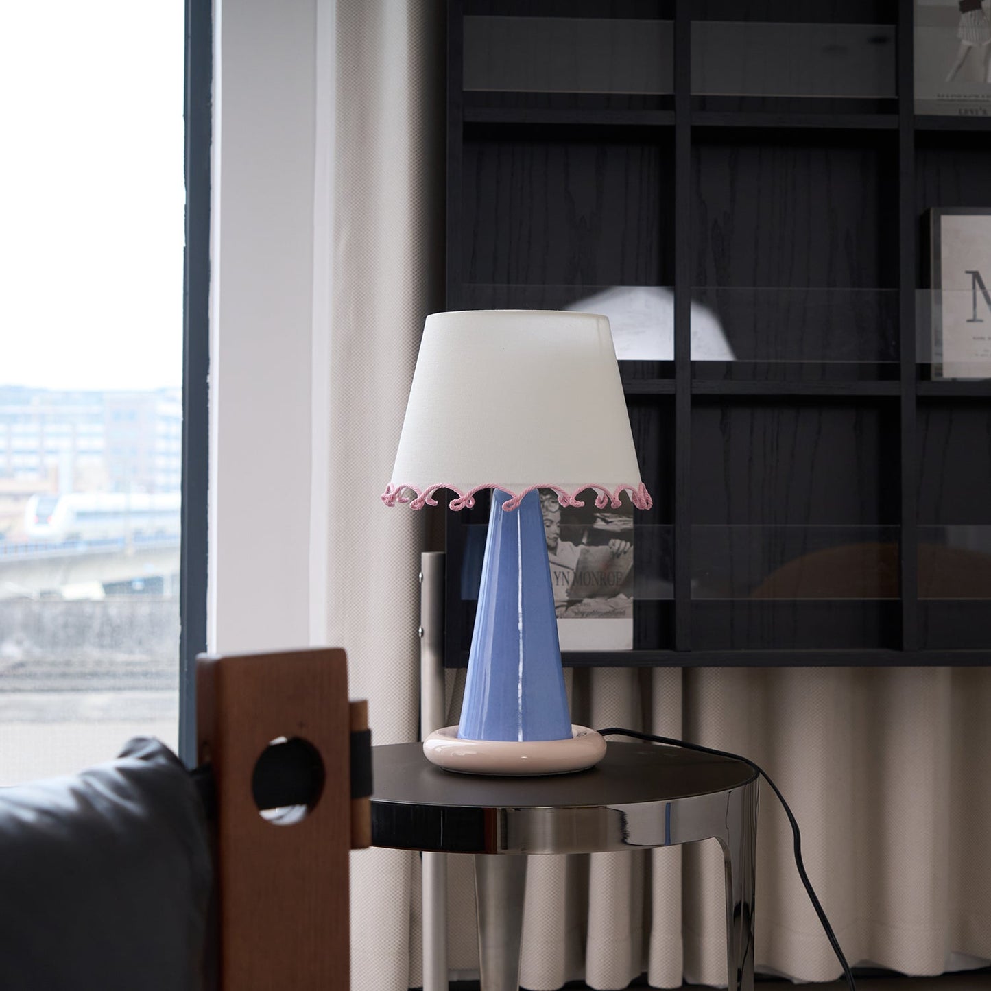 Celeste Ribbon Table Lamp | Ceramic Base | Gradient Blue with Blush Pink Accents