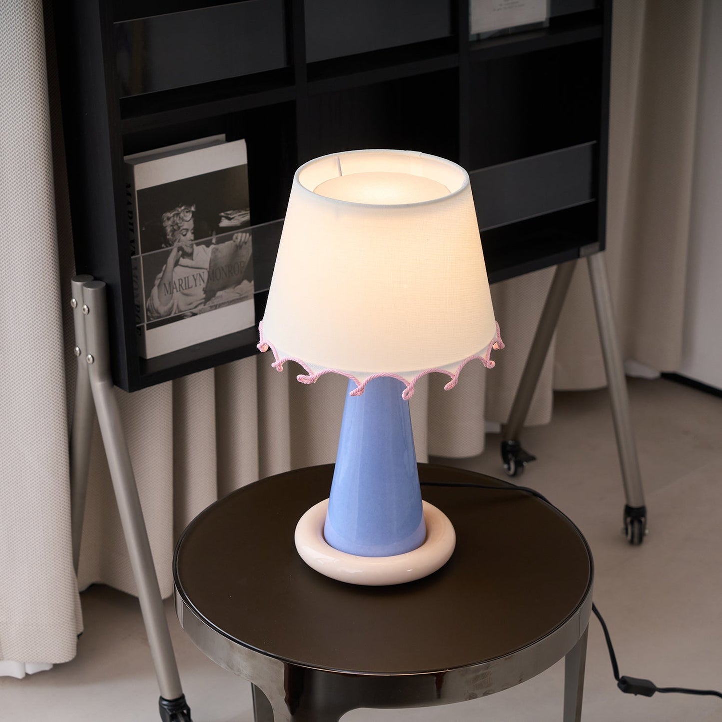 Celeste Ribbon Table Lamp | Ceramic Base | Gradient Blue with Blush Pink Accents