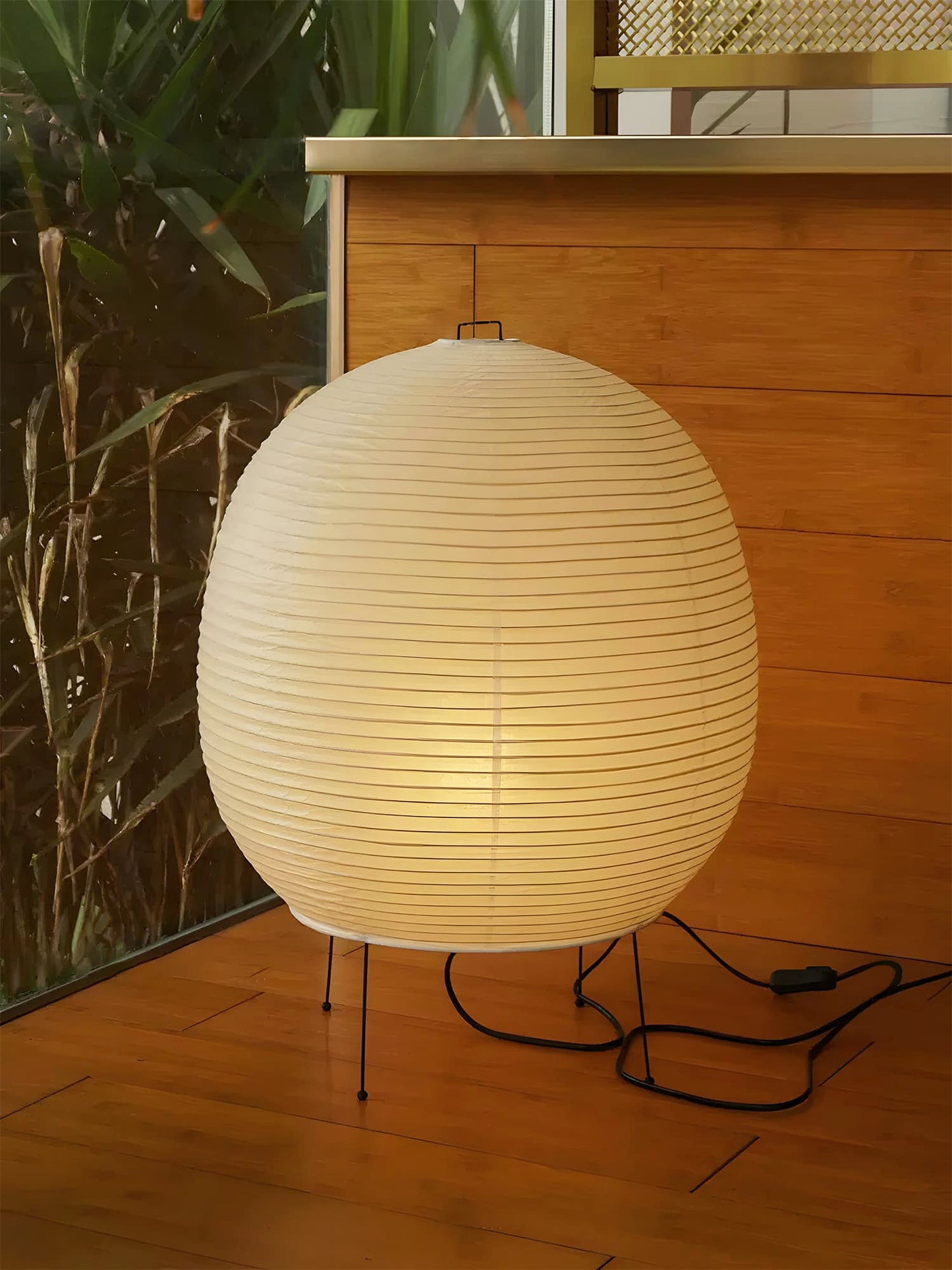 Rice Paper Lantern Table Lamp | Mulberry Paper & Metal | 45cm Diameter