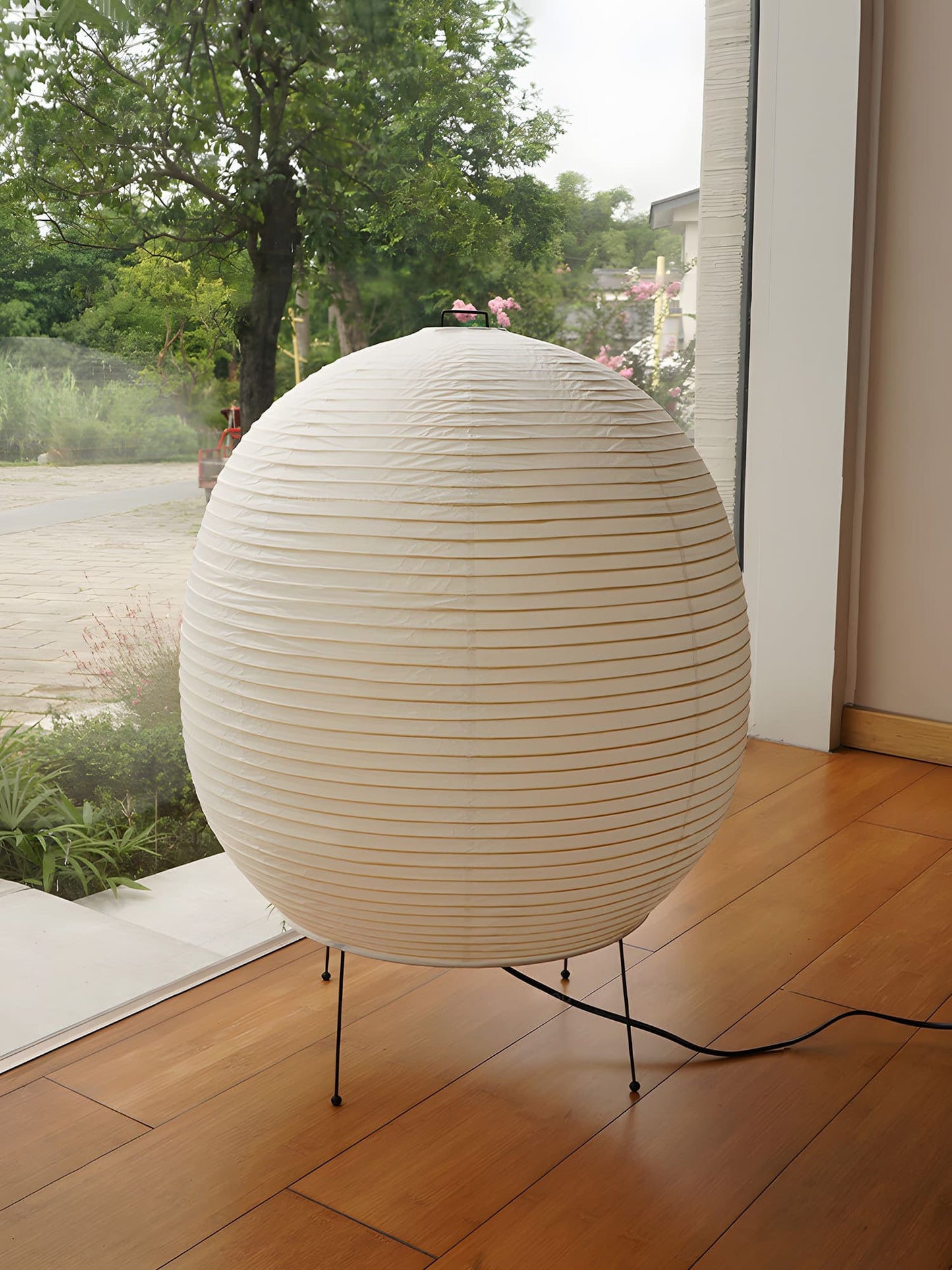 Rice Paper Lantern Table Lamp | Mulberry Paper & Metal | 45cm Diameter