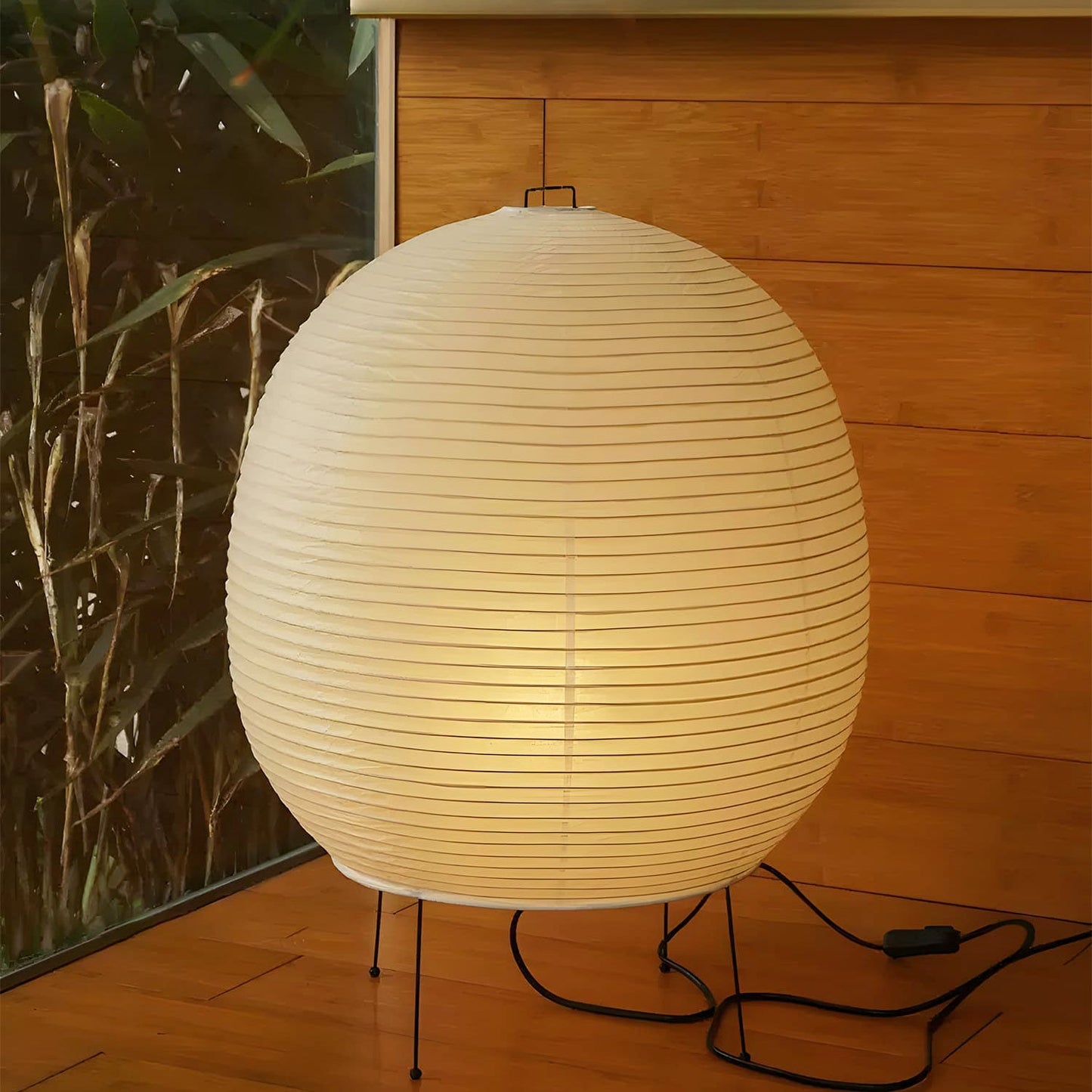 Rice Paper Lantern Table Lamp | Mulberry Paper & Metal | 45cm Diameter