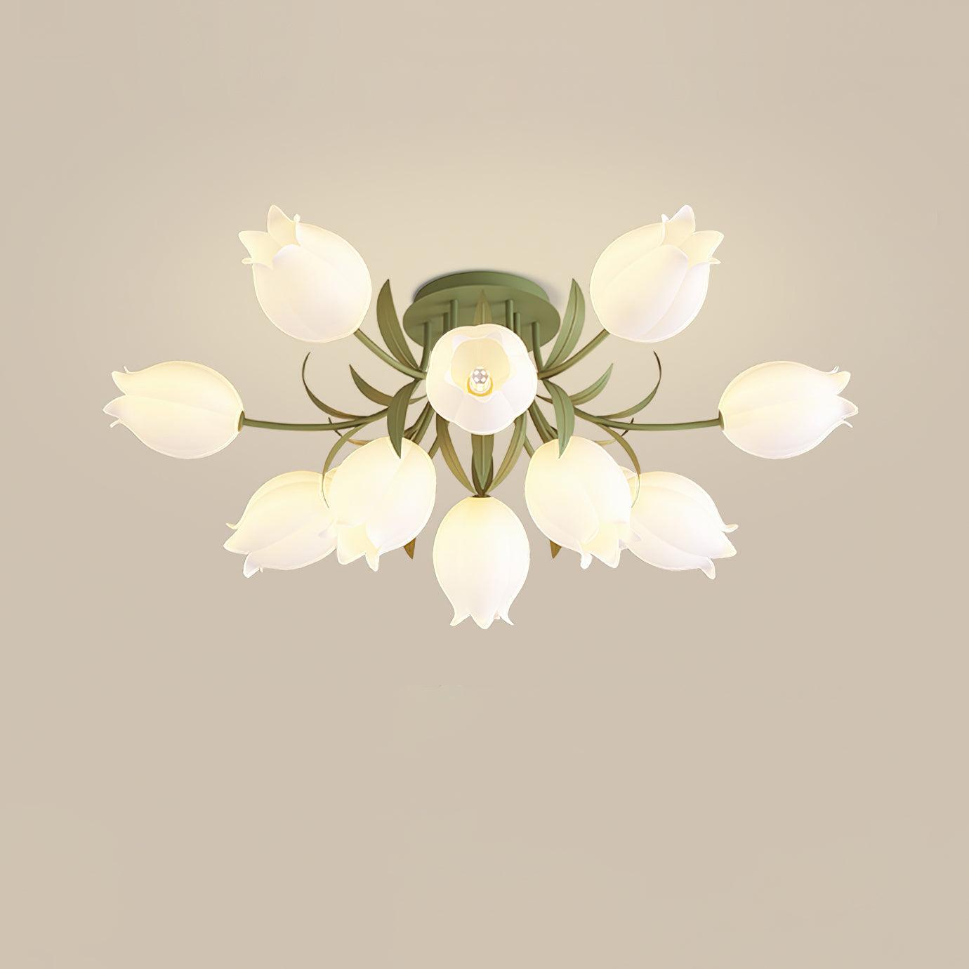 Ricko Ceiling Light | Metal & Acrylic | 3, 9, or 12 Heads | Green or White