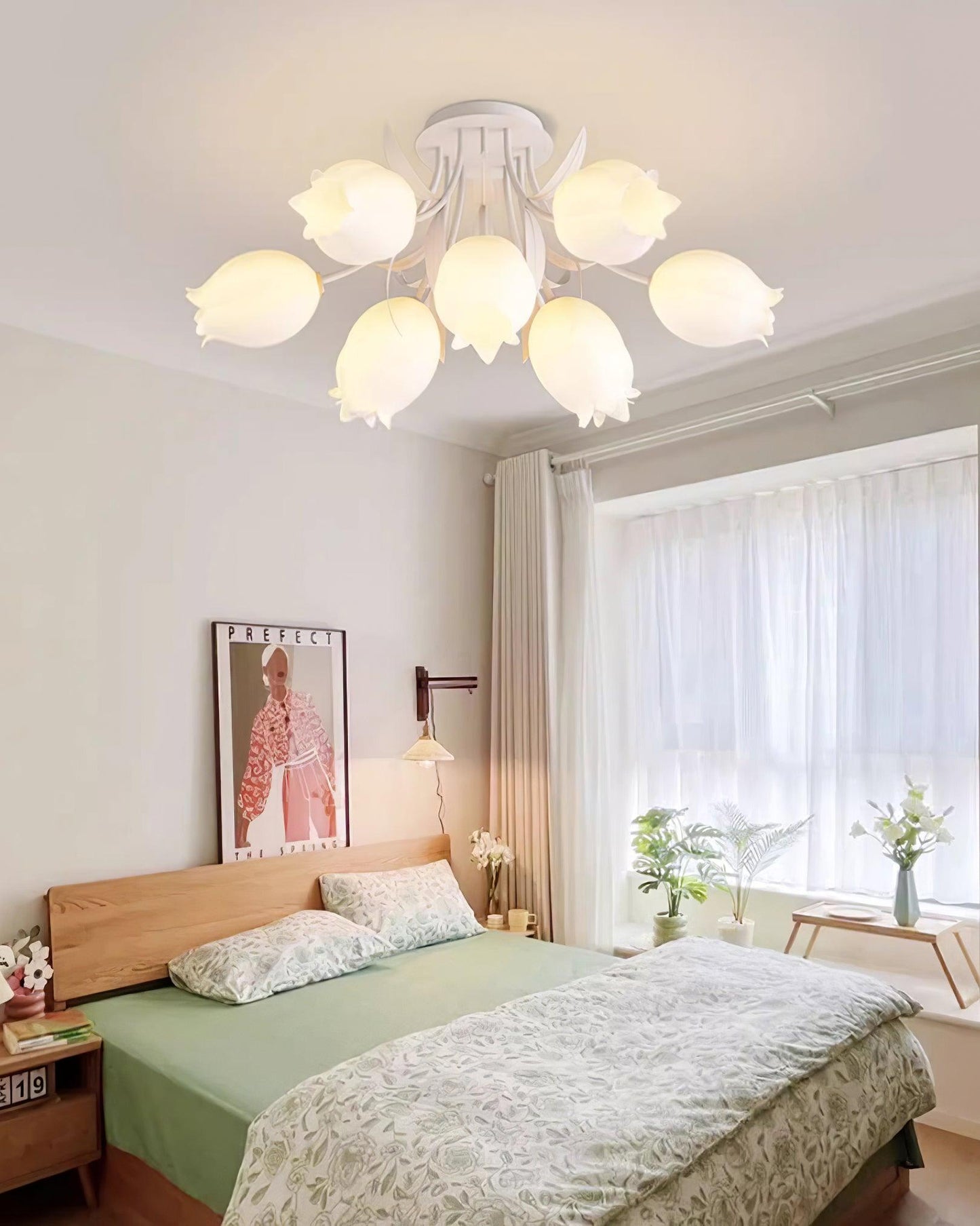 Ricko Ceiling Light | Metal & Acrylic | 3, 9, or 12 Heads | Green or White