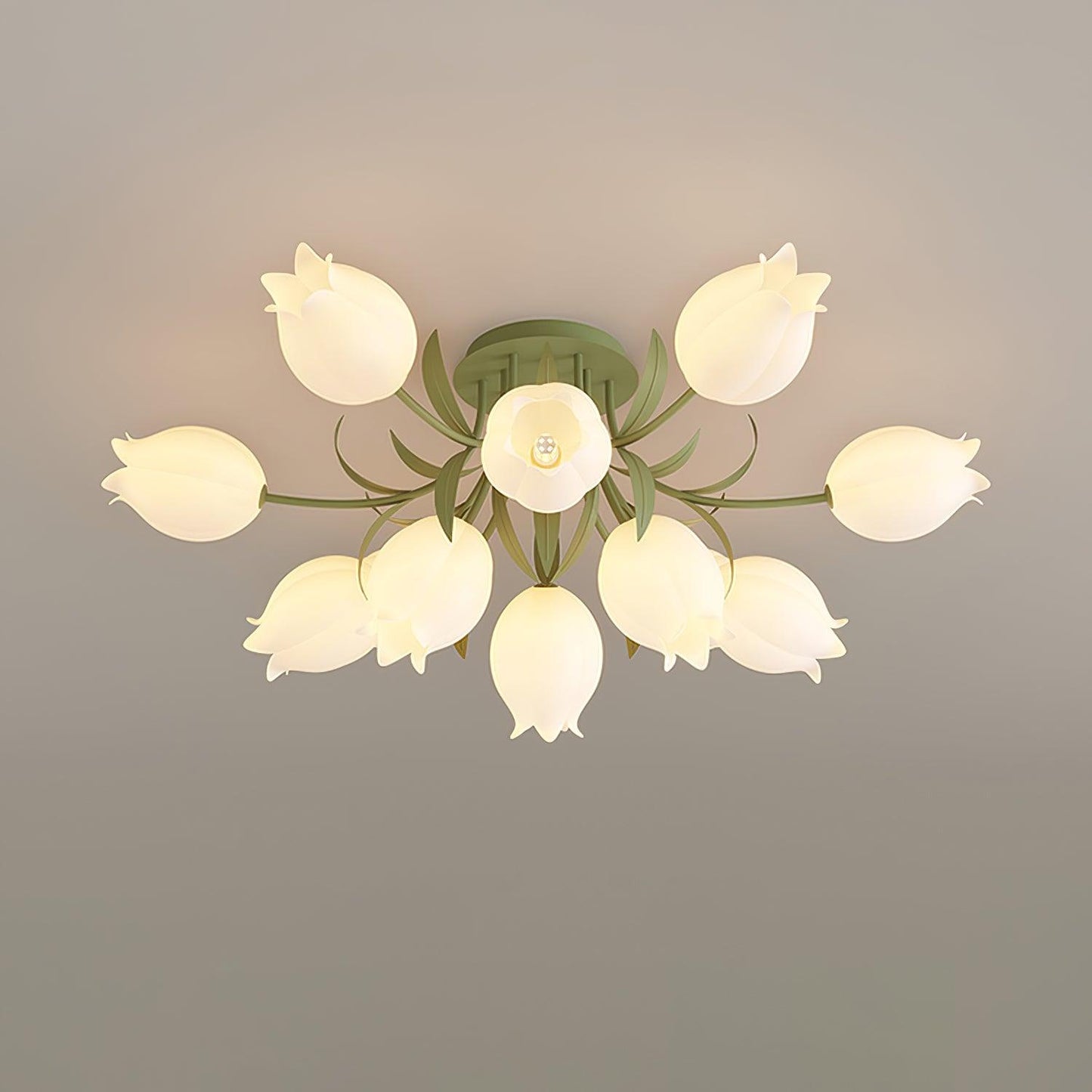 Ricko Ceiling Light | Metal & Acrylic | 3, 9, or 12 Heads | Green or White