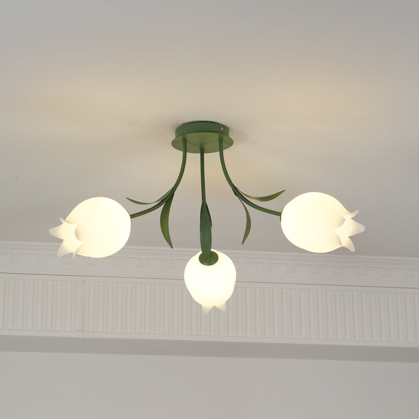 Ricko Ceiling Light | Metal & Acrylic | 3, 9, or 12 Heads | Green or White