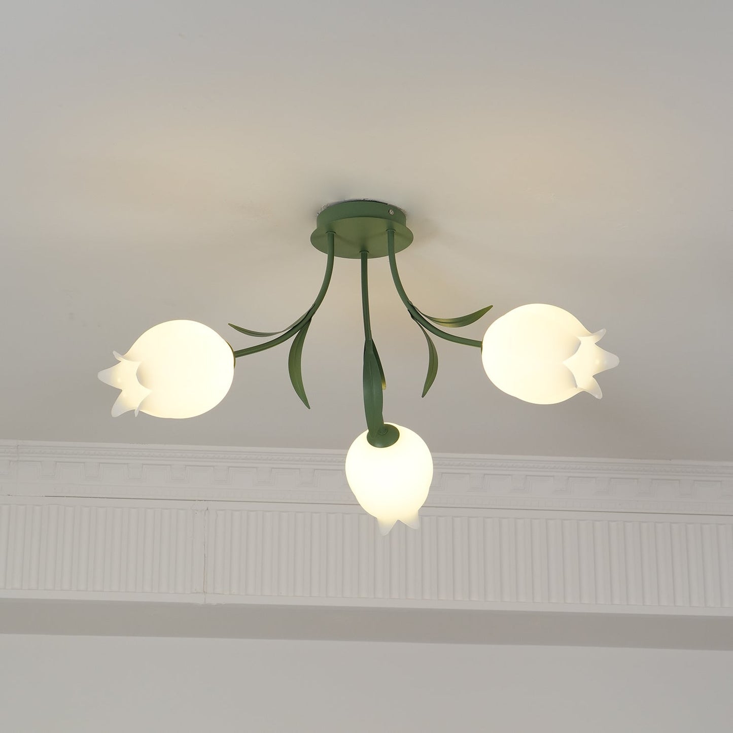 Ricko Ceiling Light | Metal & Acrylic | 3, 9, or 12 Heads | Green or White