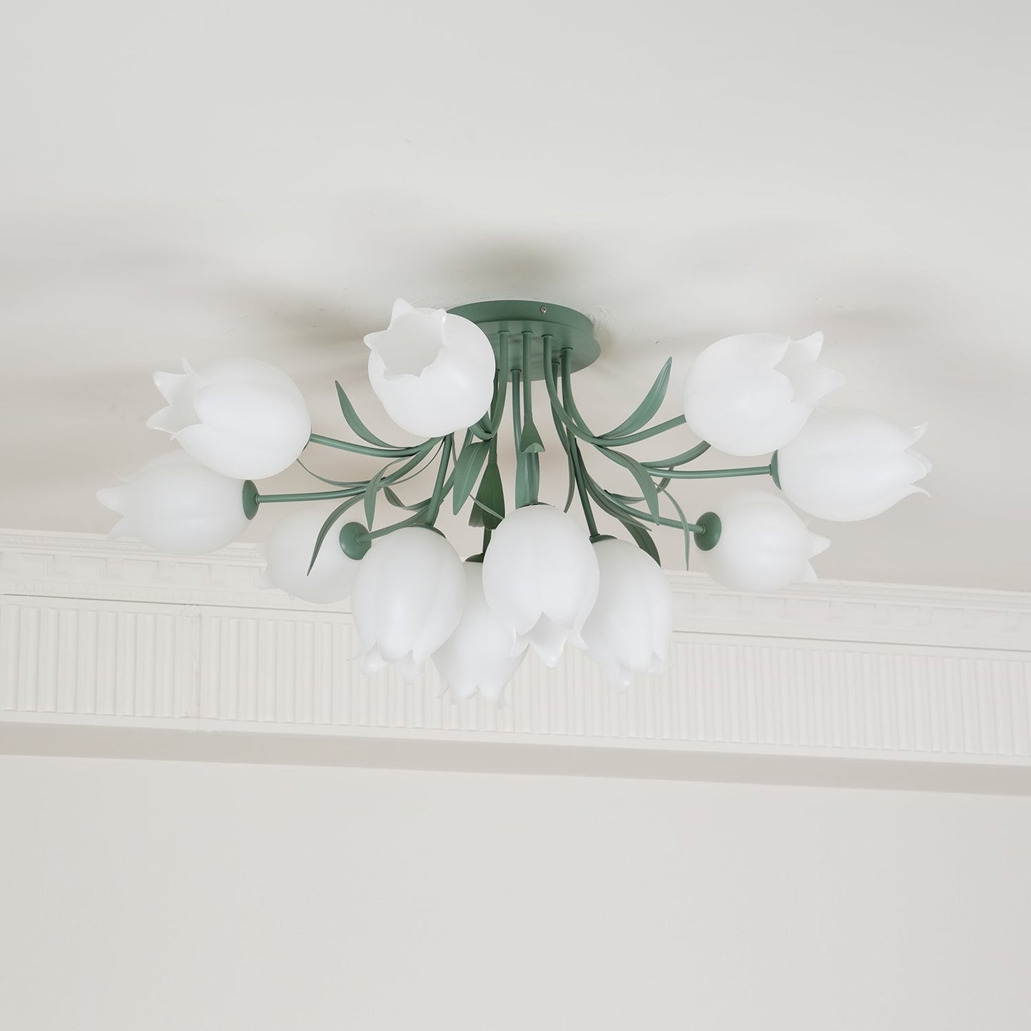 Ricko Ceiling Light | Metal & Acrylic | 3, 9, or 12 Heads | Green or White