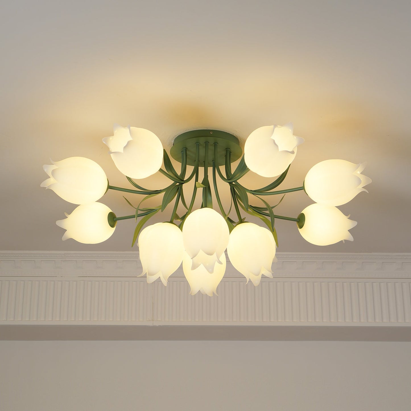 Ricko Ceiling Light | Metal & Acrylic | 3, 9, or 12 Heads | Green or White