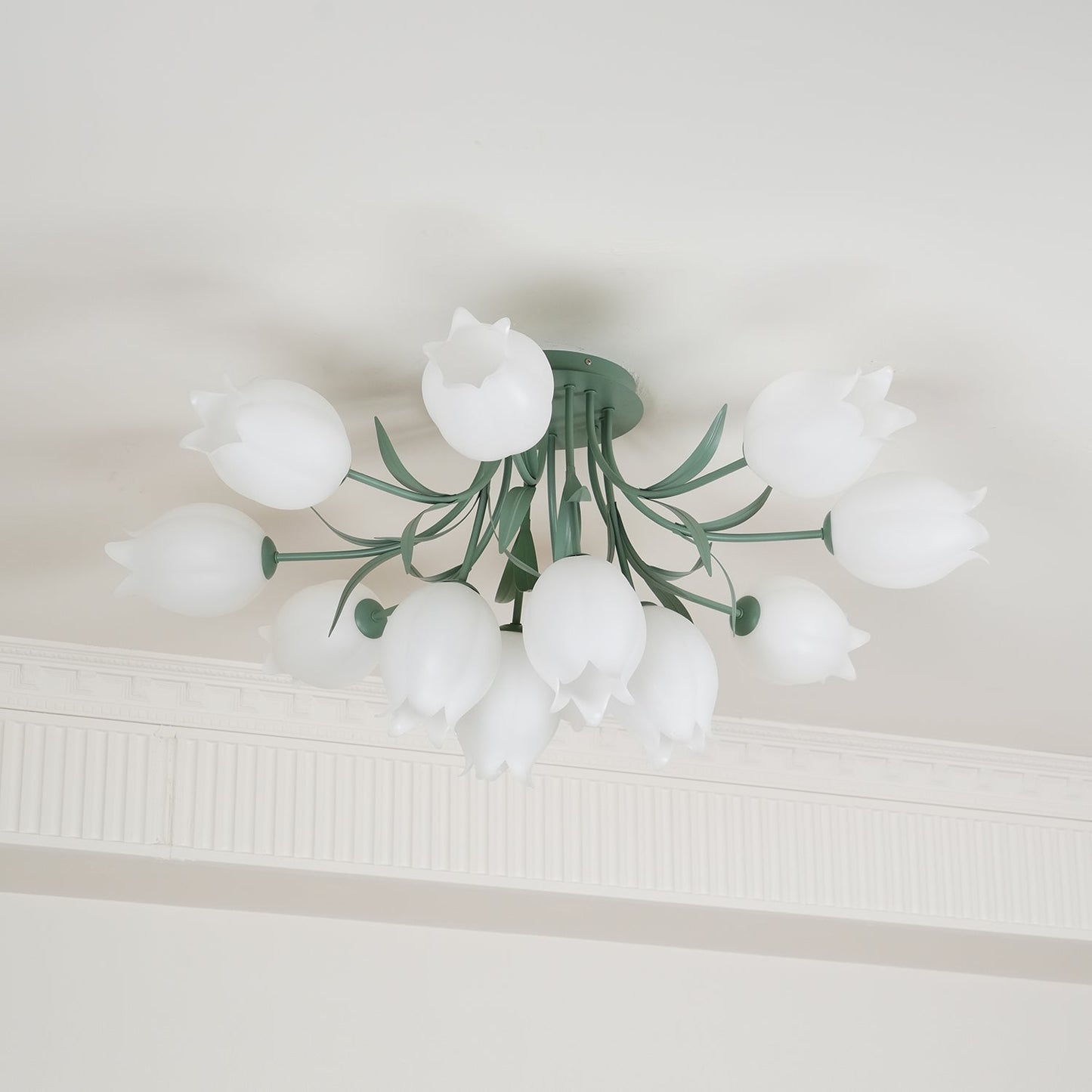 Ricko Ceiling Light | Metal & Acrylic | 3, 9, or 12 Heads | Green or White