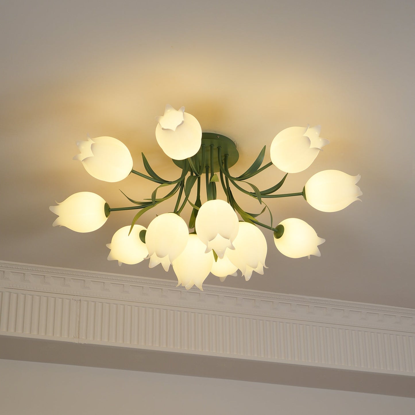 Ricko Ceiling Light | Metal & Acrylic | 3, 9, or 12 Heads | Green or White
