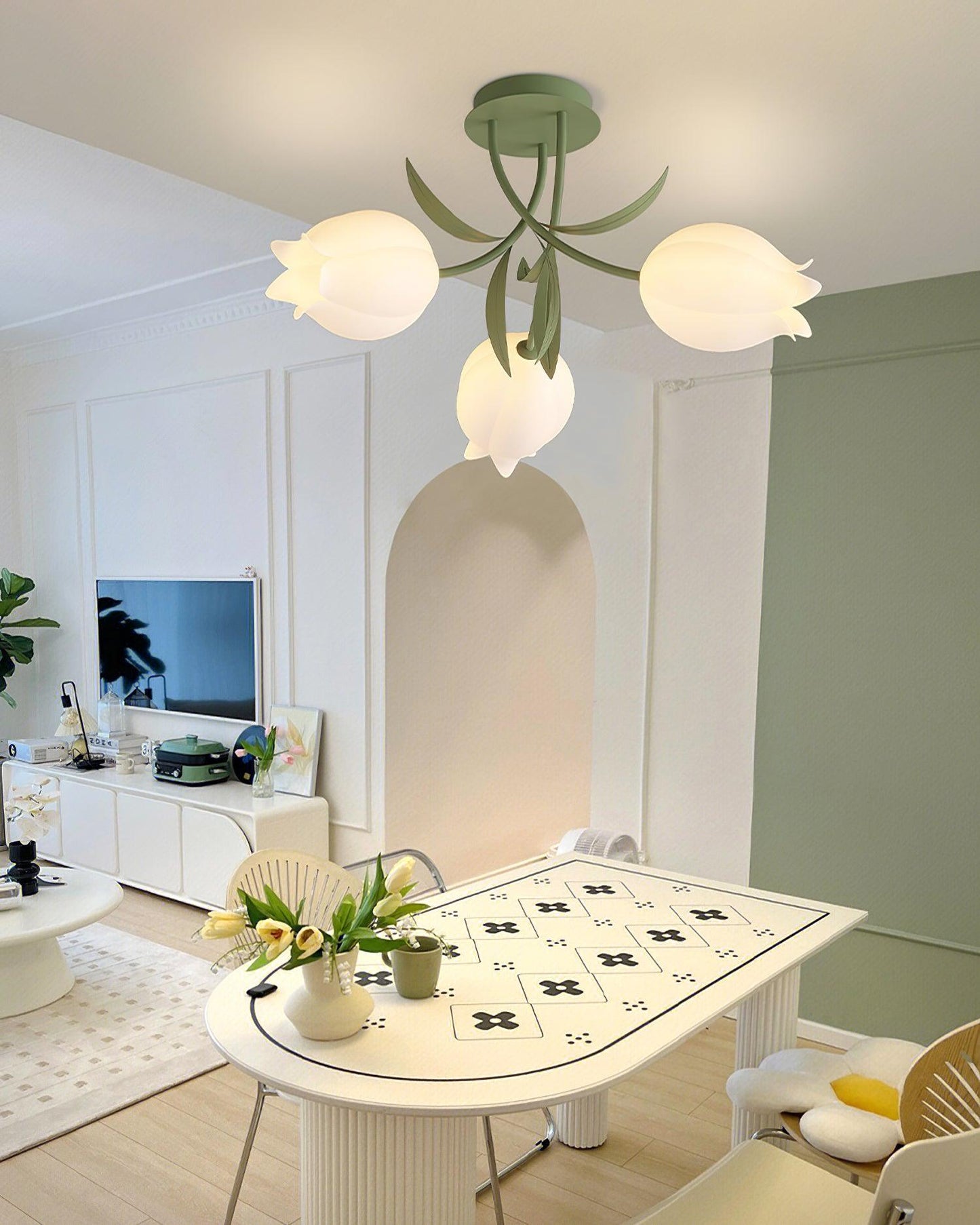Ricko Ceiling Light | Metal & Acrylic | 3, 9, or 12 Heads | Green or White