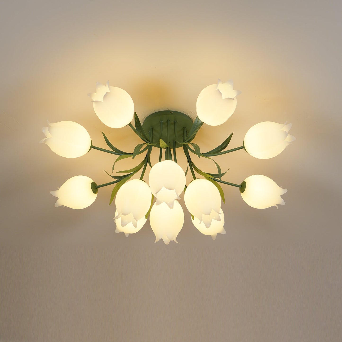 Ricko Ceiling Light | Metal & Acrylic | 3, 9, or 12 Heads | Green or White
