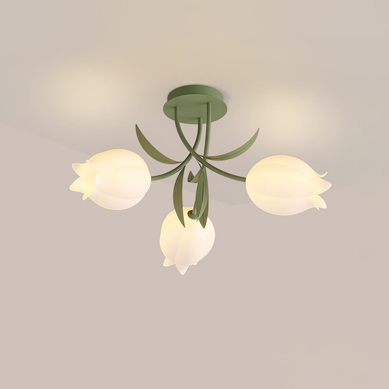 Ricko Ceiling Light | Metal & Acrylic | 3, 9, or 12 Heads | Green or White