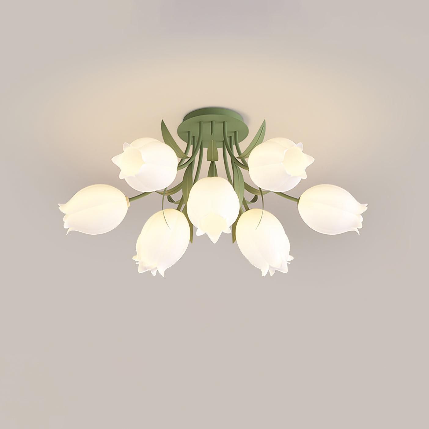 Ricko Ceiling Light | Metal & Acrylic | 3, 9, or 12 Heads | Green or White